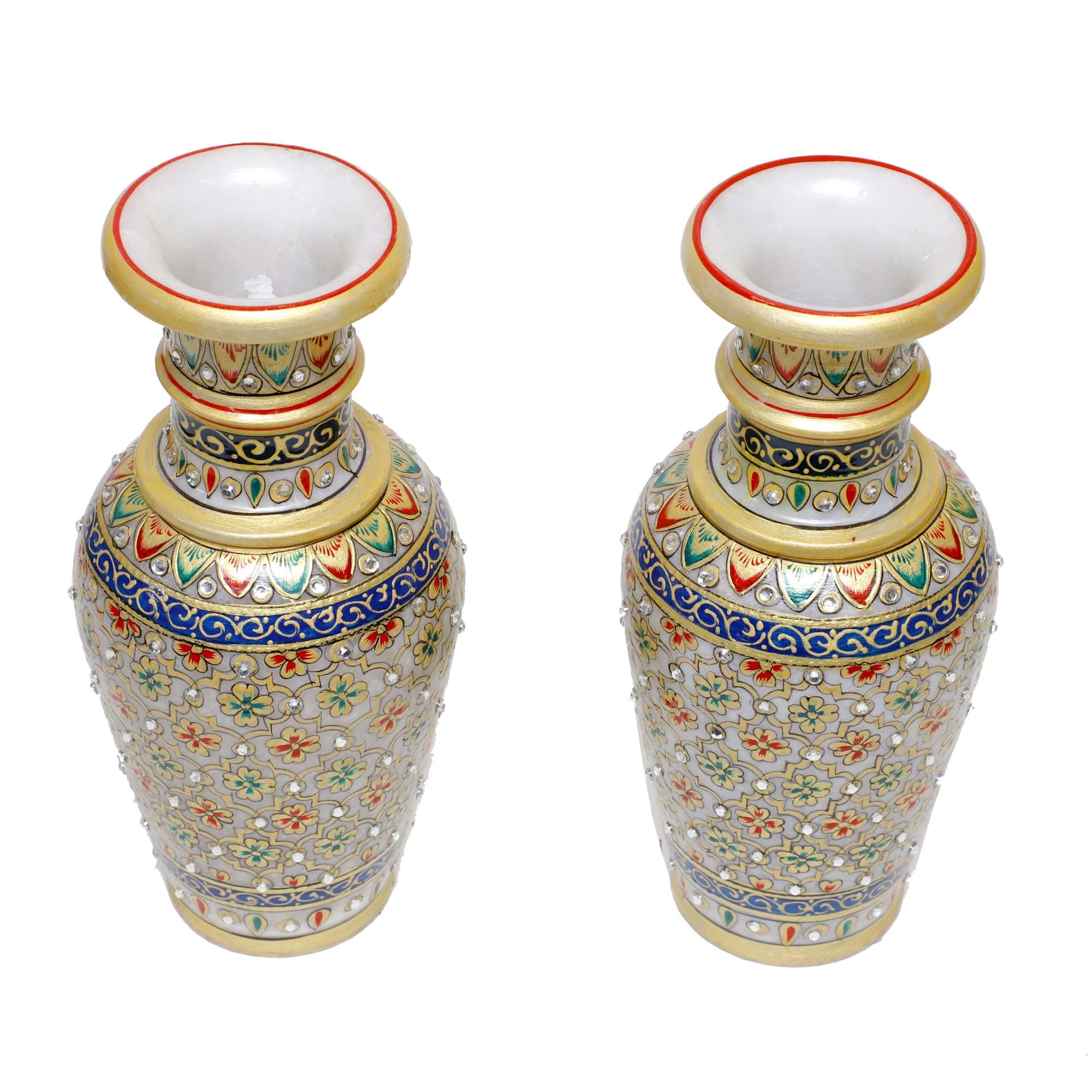 Anjali Arts Designer Decorative Marble Flower Vase | Round Shape Flower Design Showpiece Vases for Home Decoration | All (Pack of 1)