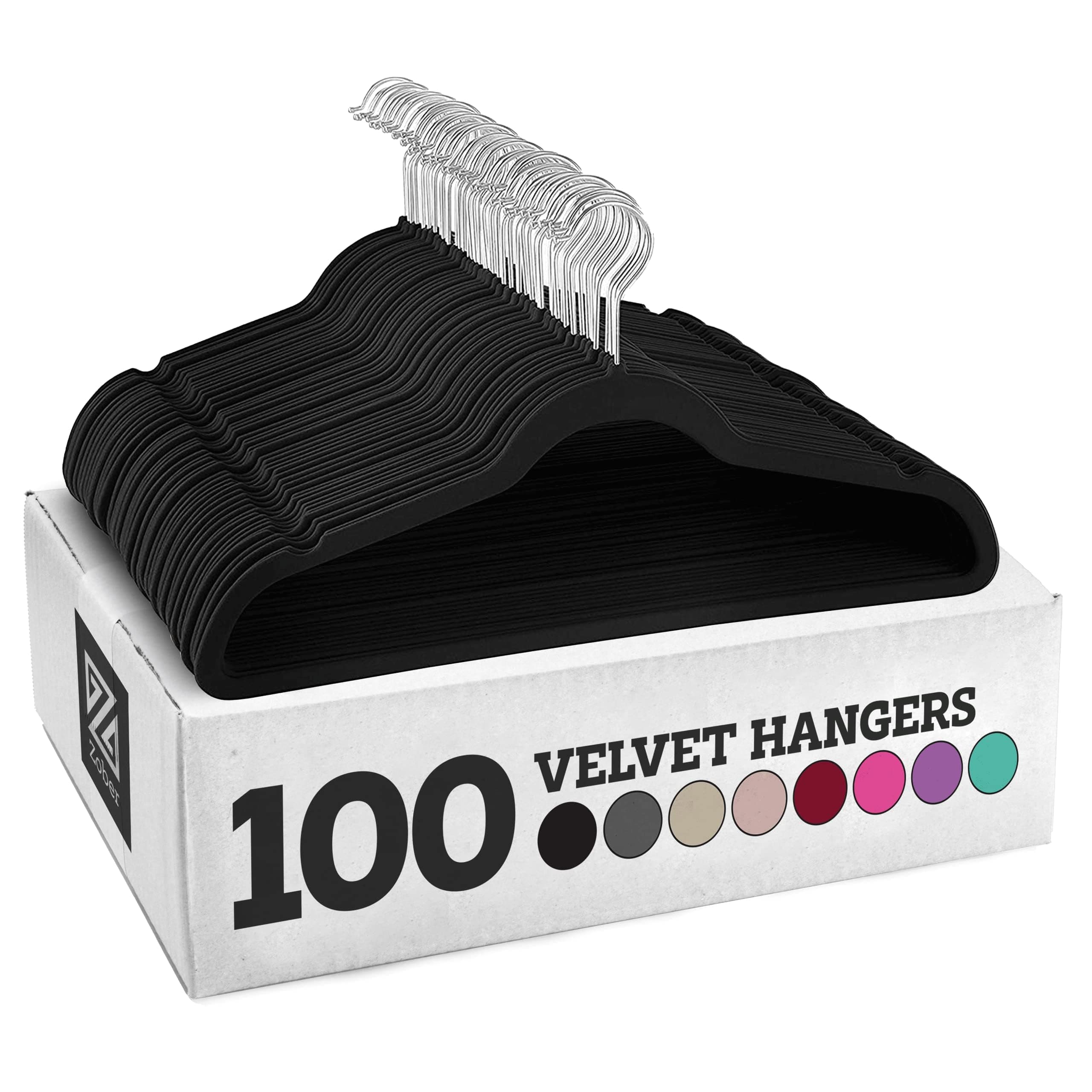 Zober Velvet Hangers - Heavy Duty Hangers for Coats, Pants Dress Clothes - Non Slip Clothes Hanger Set - Space Saving Felt Hanger for Clothing (Turquoise, 100 Pack).
