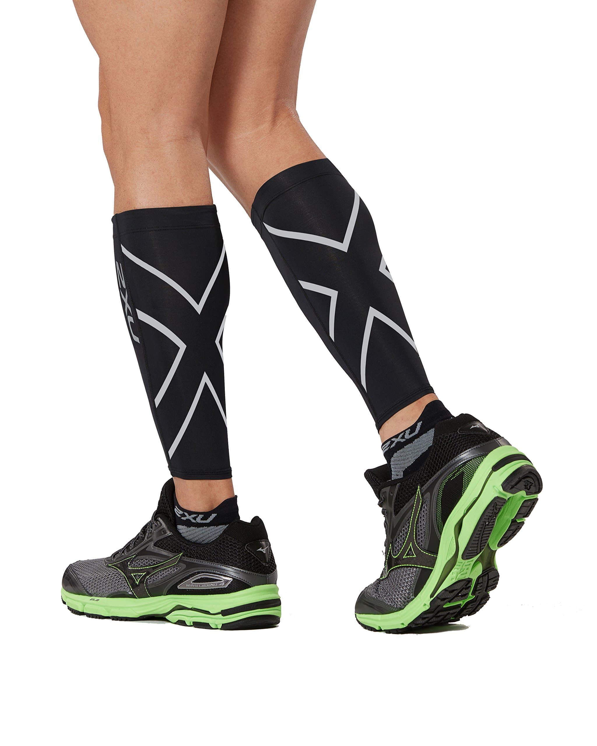 2XU Compression Calf Guards,Black/Black,Medium