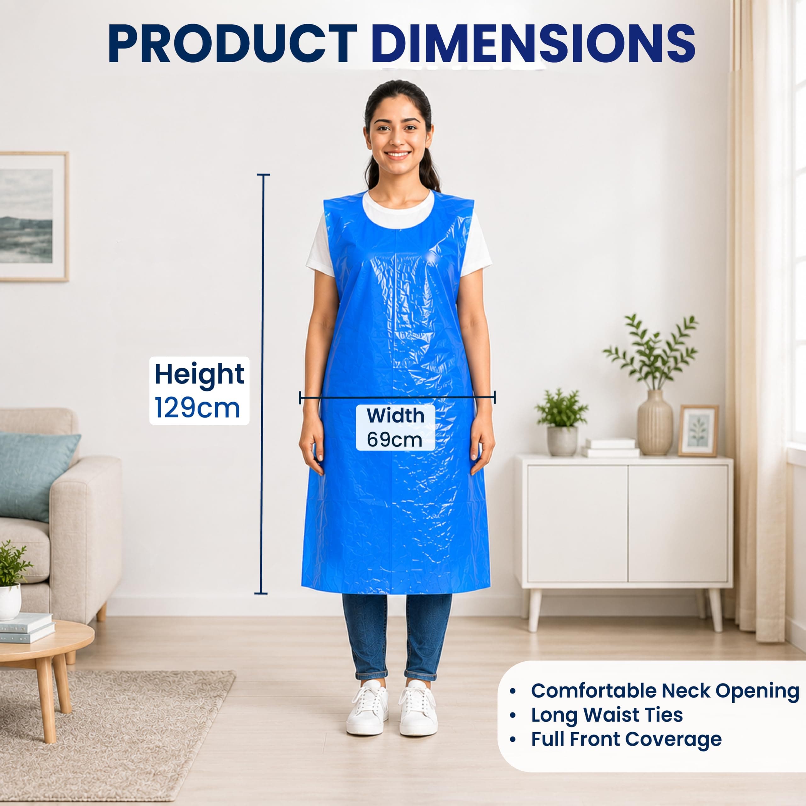 C-Cure Disposable LDPE Waterproof Apron for Dental clinic & kitchen Dishwashing. Dog Bathing Poly Apron Splash Proof for Painting oil & fluid resistant for women & men.