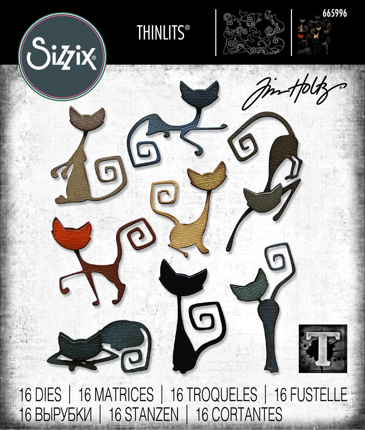 Sizzix Sizzx Thinlits Die Set 16PK Mischievous by Tim Holtz | 665996 | Chapter 3 2022, Multicolor