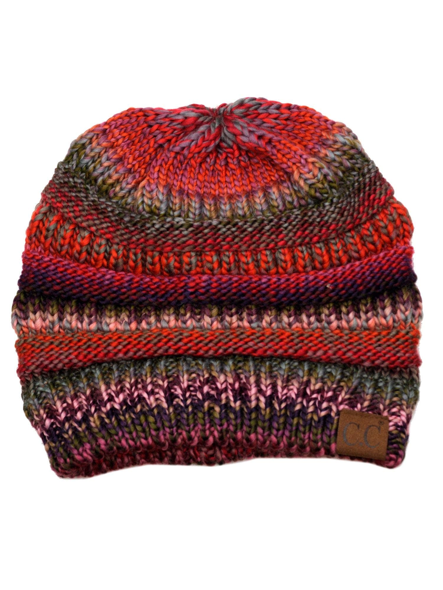 C.C Trendy Warm Chunky Soft Stretch Cable Knit Beanie, Rust Blend, One Size