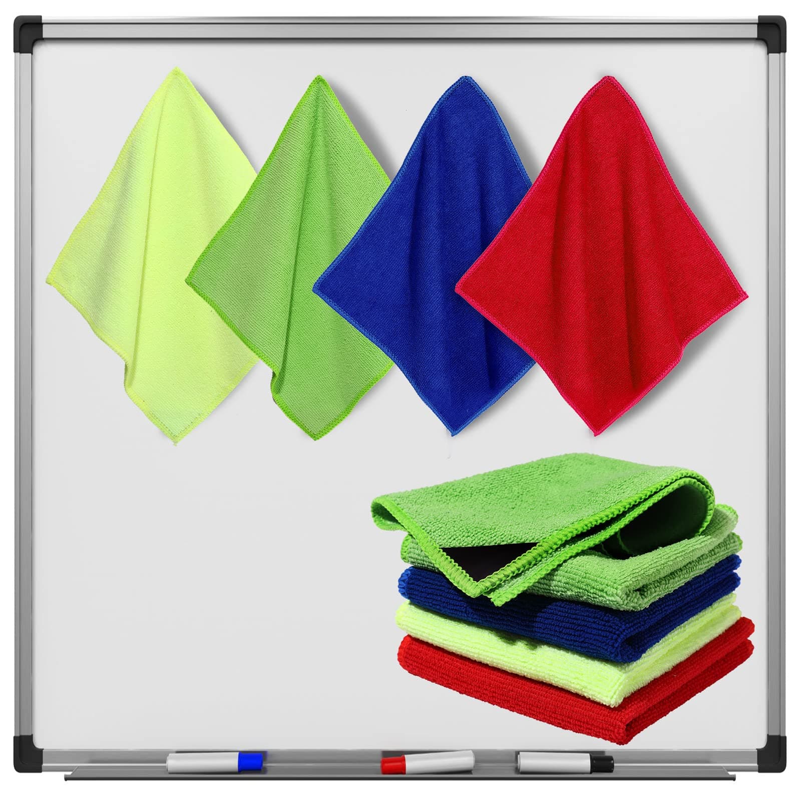 Zopeal 8 Packs Dry Erase Board Cleaning Cloth Microfiber Eraser Magnetic Whiteboard Eraser Washable for Whiteboard Dry Erase Cloth for Home and Office, 10'' x 9. 25''(Multi Colors)