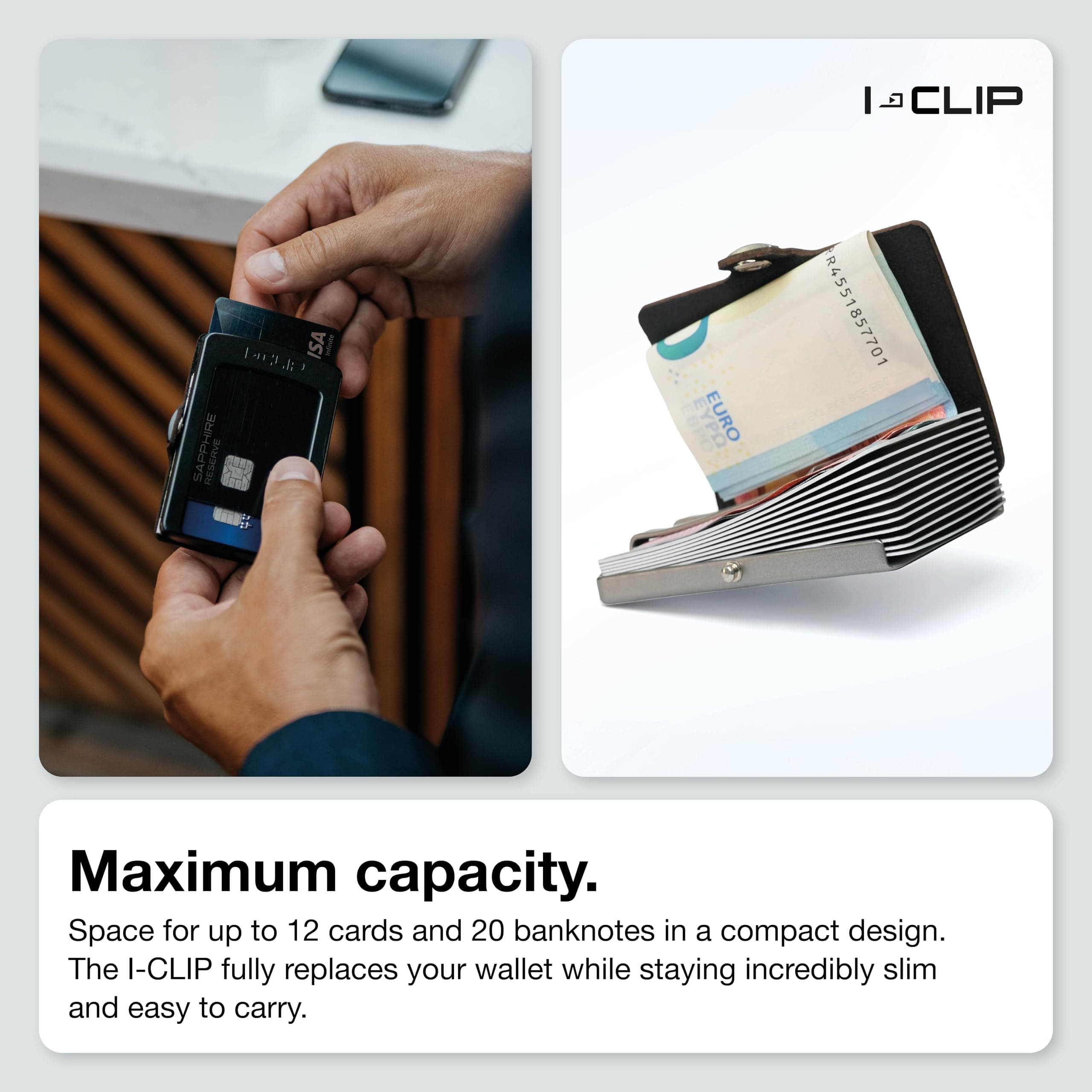 I-Clip Men's Calf Leather Credit Card Holder