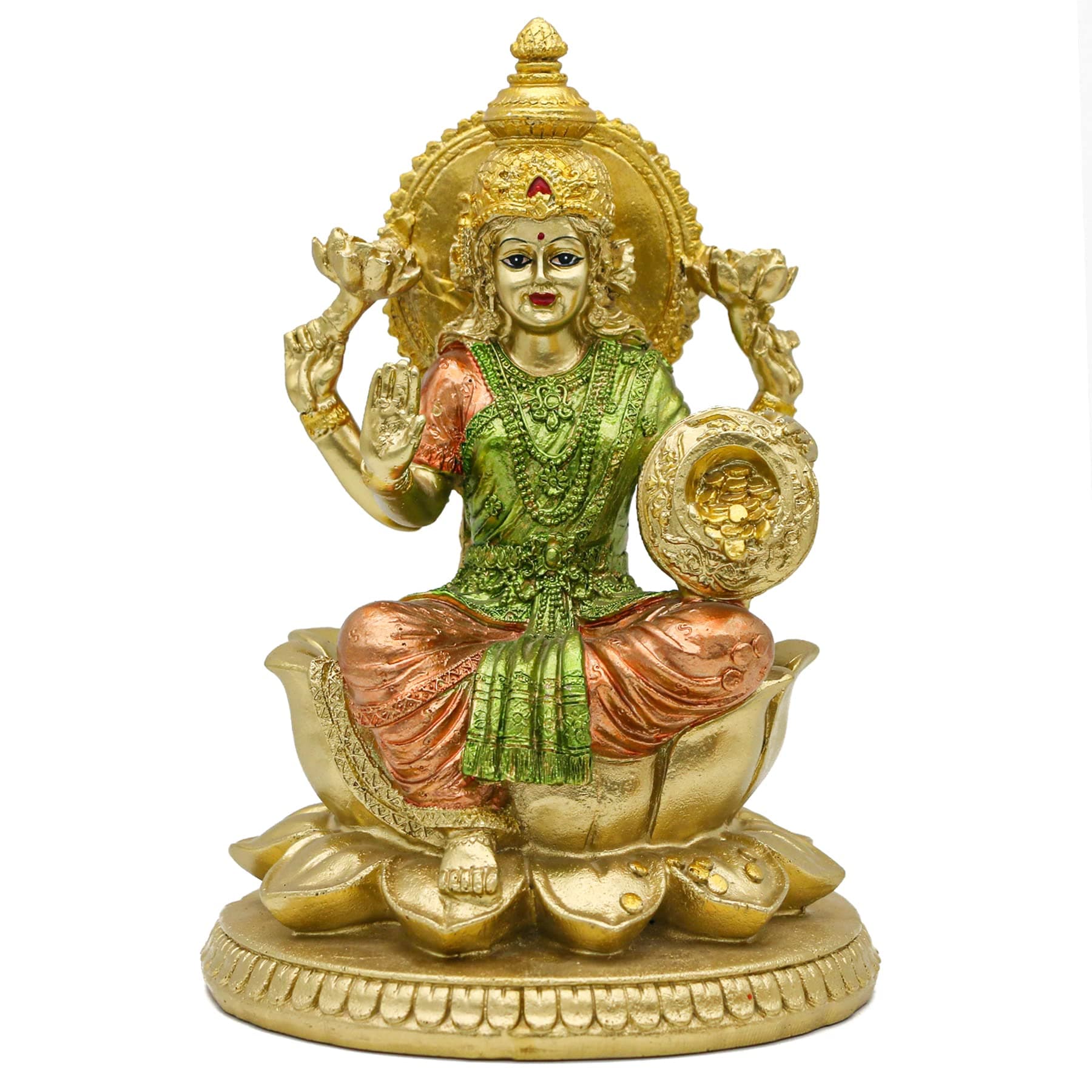 Hindu Goddess Lakshmi Lotus Sculpture - Hinduism Religious Large Laxmi Statue for Home Puja Diwali Gifts Decor - Indian Temple Pooja Murti Buddha Lord Figurines Gifts Item