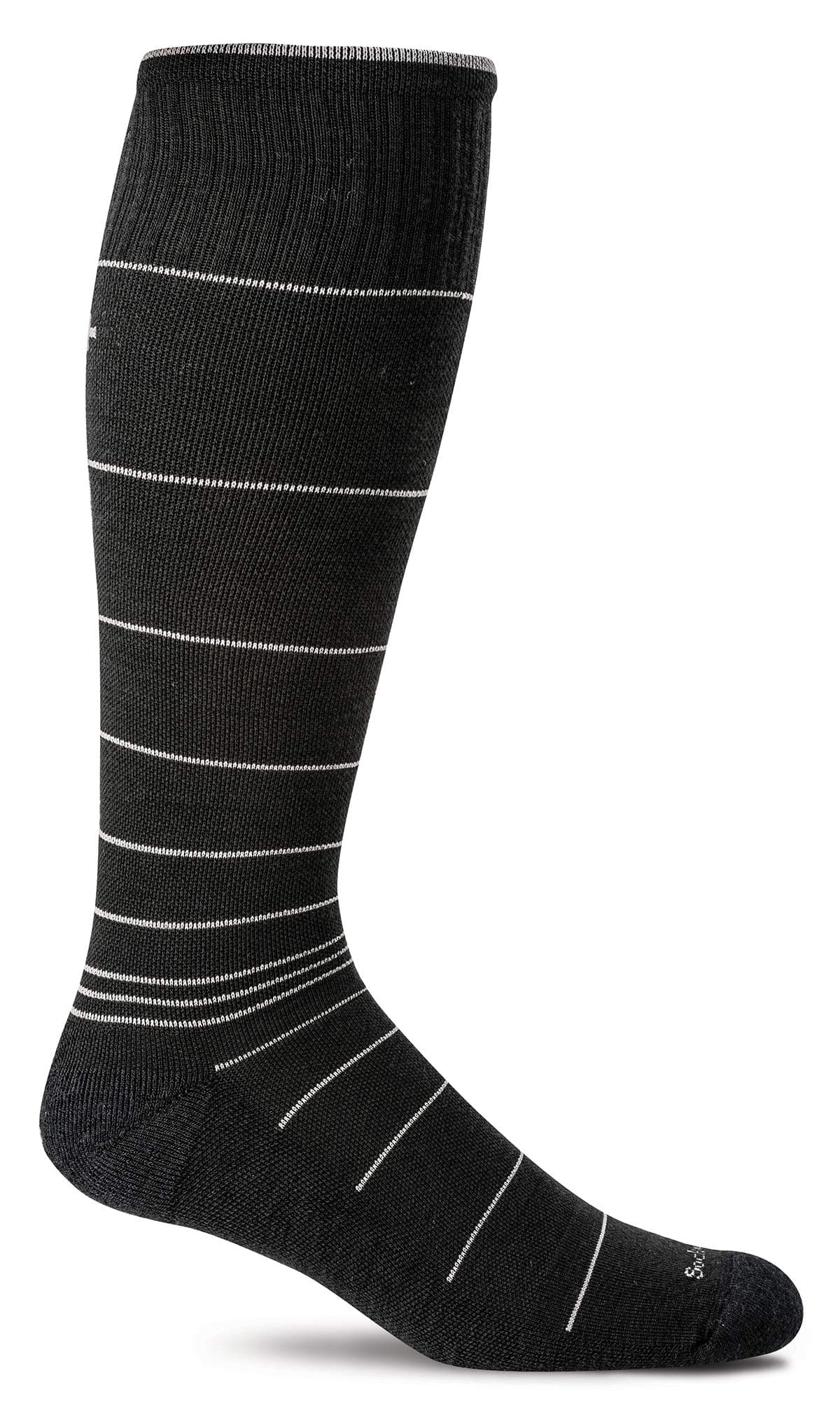 Sockwell Men s Circulator Moderate 15-20mmHg Graduated Compression Socks Black Stripe Medium / Large