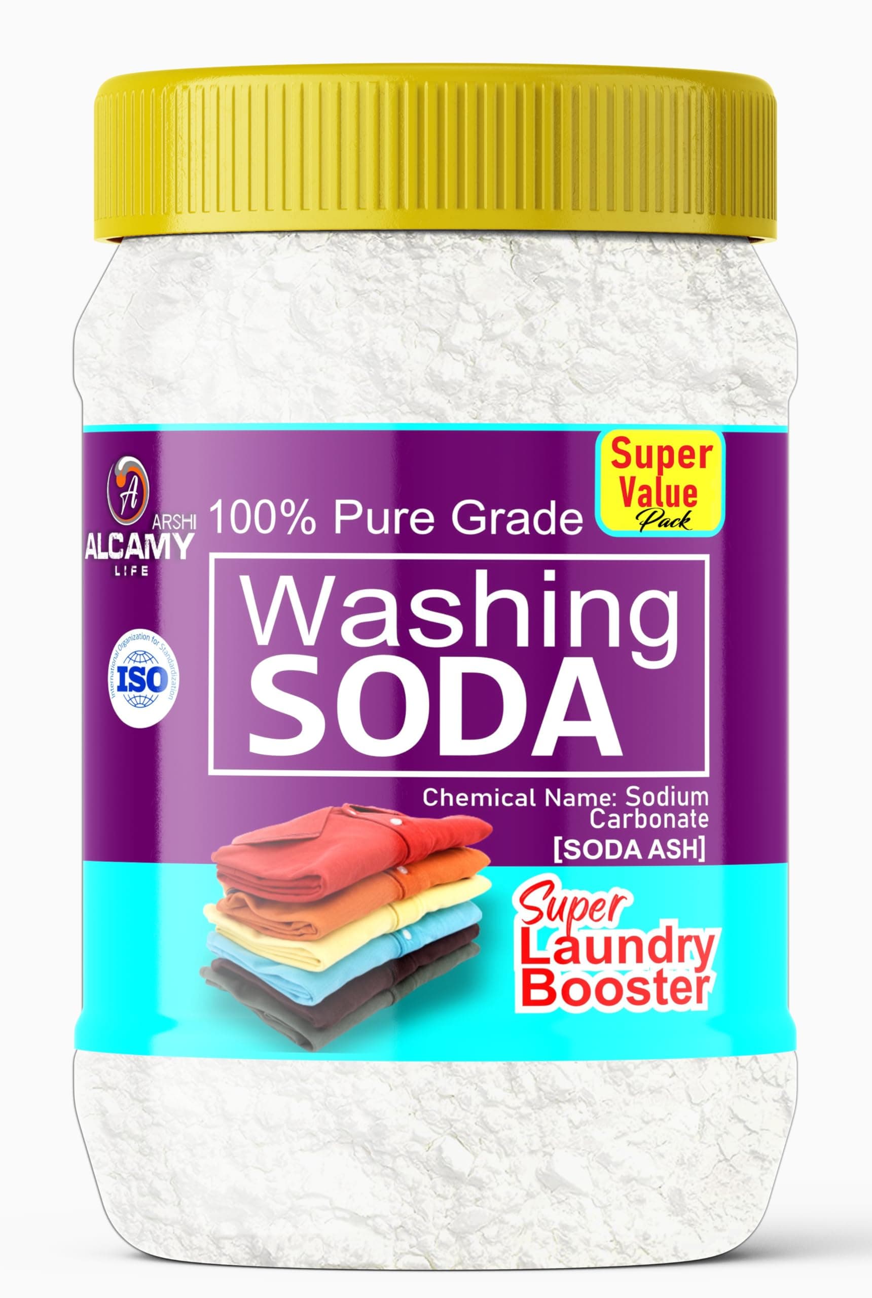 ARSHI A ALCAMY LIFE Washing Soda Powder 850 GM (SUPER VALUE PACK) 100% Pure Laundry Booster Sodium Carbonate (850 GM)
