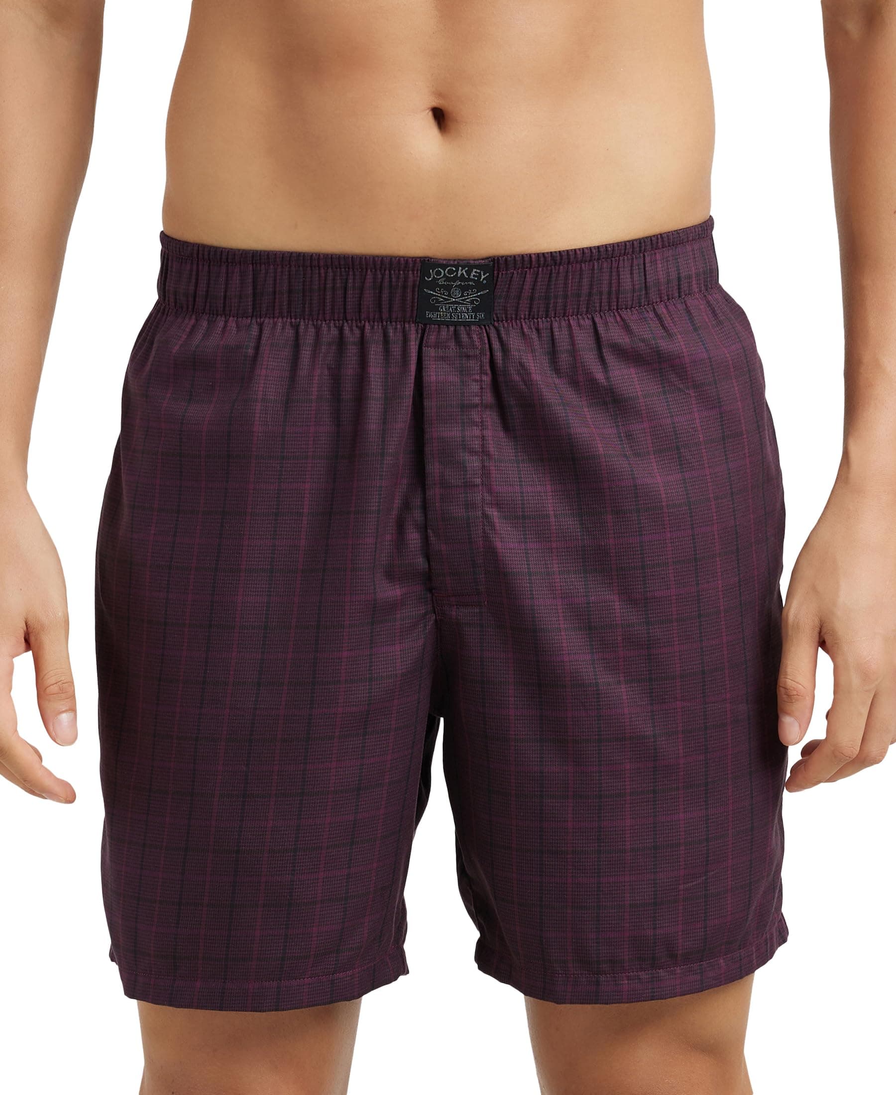 Jockey HG18 Men's Tencel Lyocell Cotton Solid Boxer Shorts with Side Pocket_Potent Purple_XL