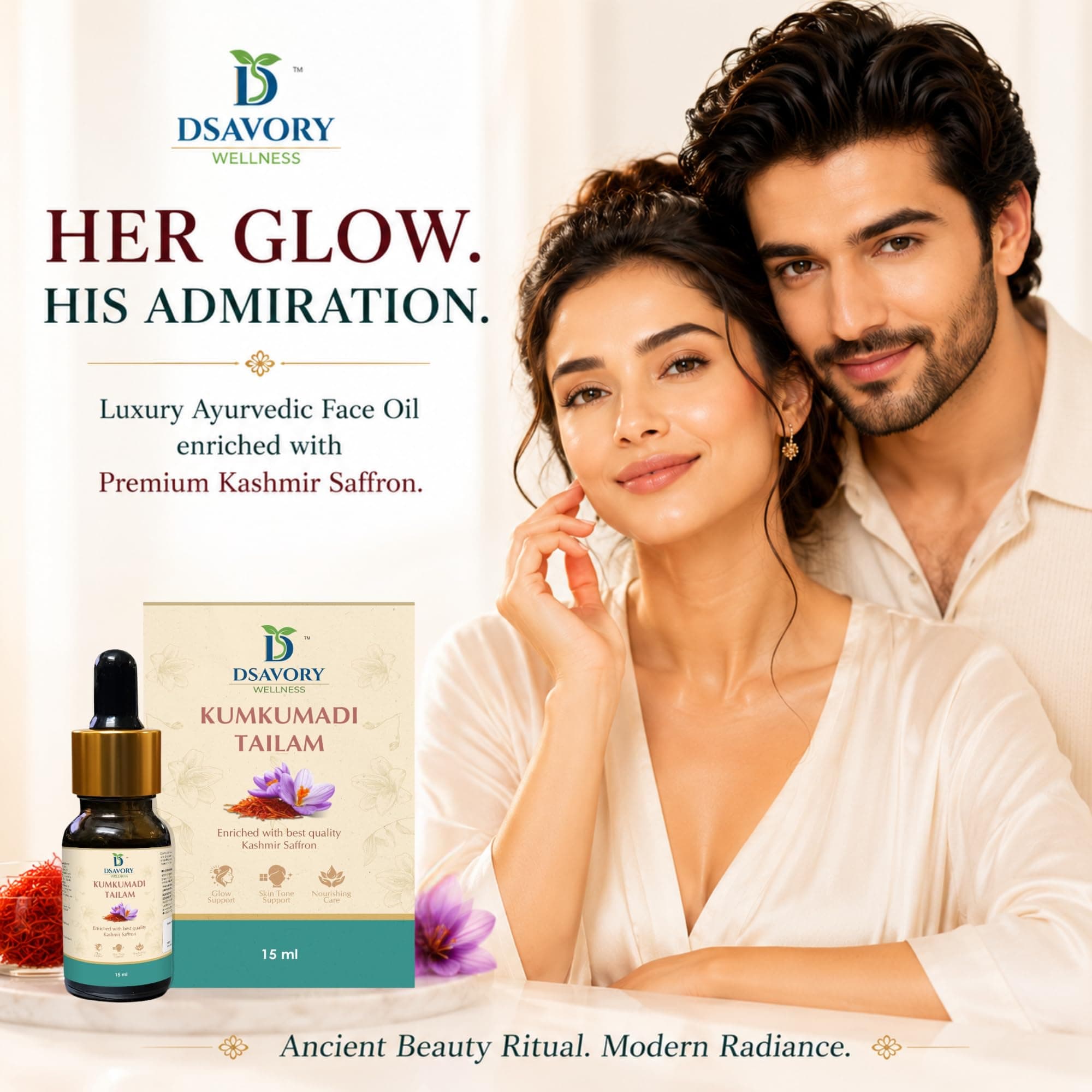 DSavory Kumkumadi Tailam Ayurvedic Face Oil, 15ml