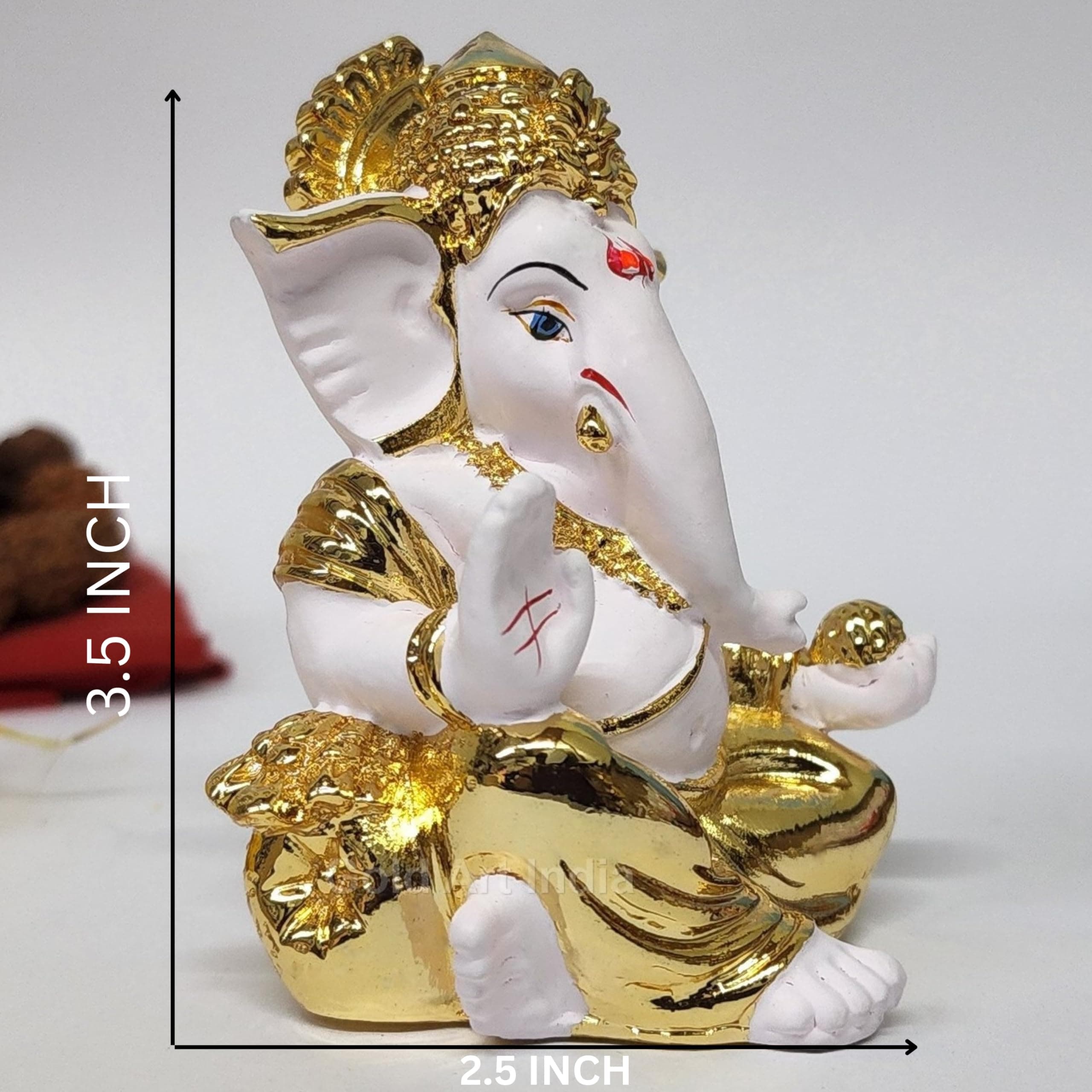 Gold Art India Matte Silver Plated Gaddi Ganesha for Car Dashboard Home Decor Gifting Diwali Birthday Festivals