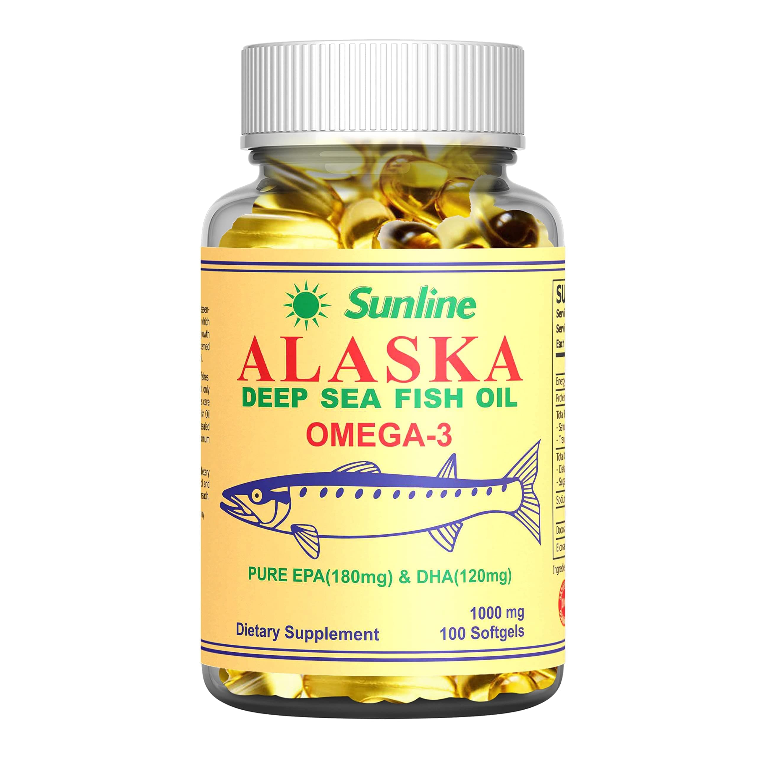 Sunline Alaska Deep Sea Fish Oil Omega-3, 100 Count (Pack of 1)