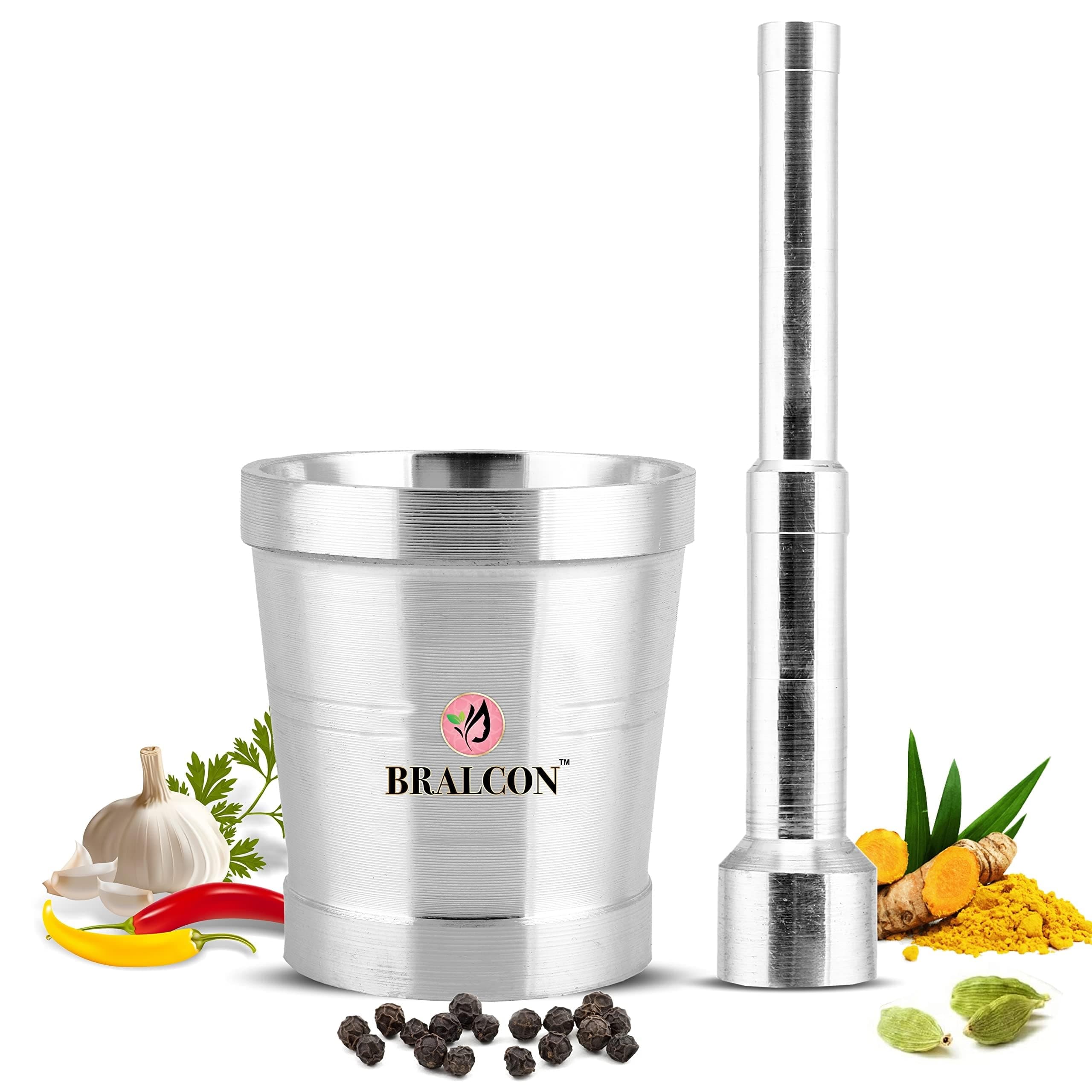 BRALCON Khalbatta for Kitchen | Okhli Masher | Morter & Pestle Set | Aluminium Khalbatta | Imam Dasta, Spice Mixer, khaldasta, okhli Masher, Kharal, okhli & musal