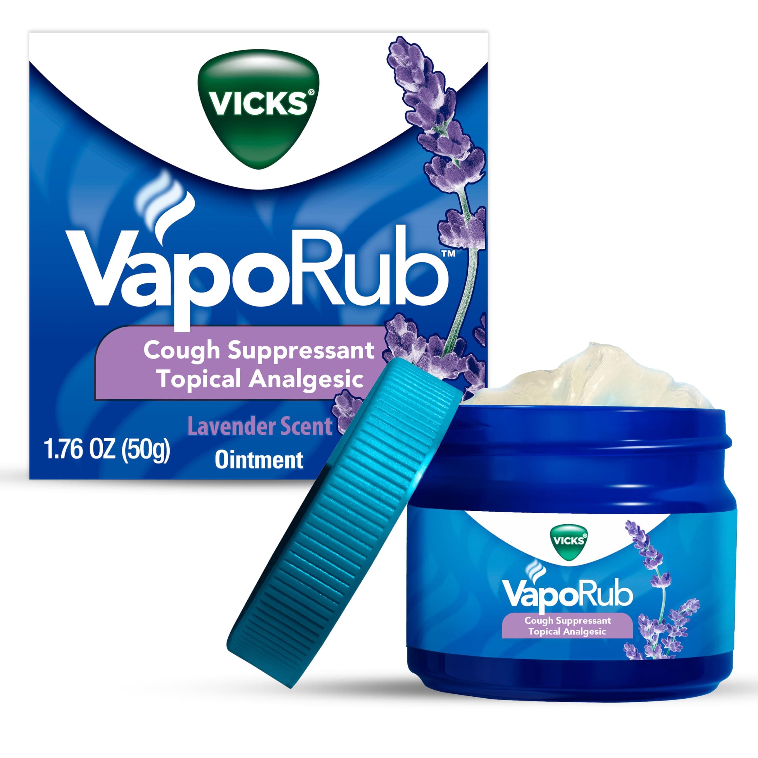 Vicks Vaporub Soothing Chest Rub Cough Suppressant Ointment, Lavender, 1.76 Oz
