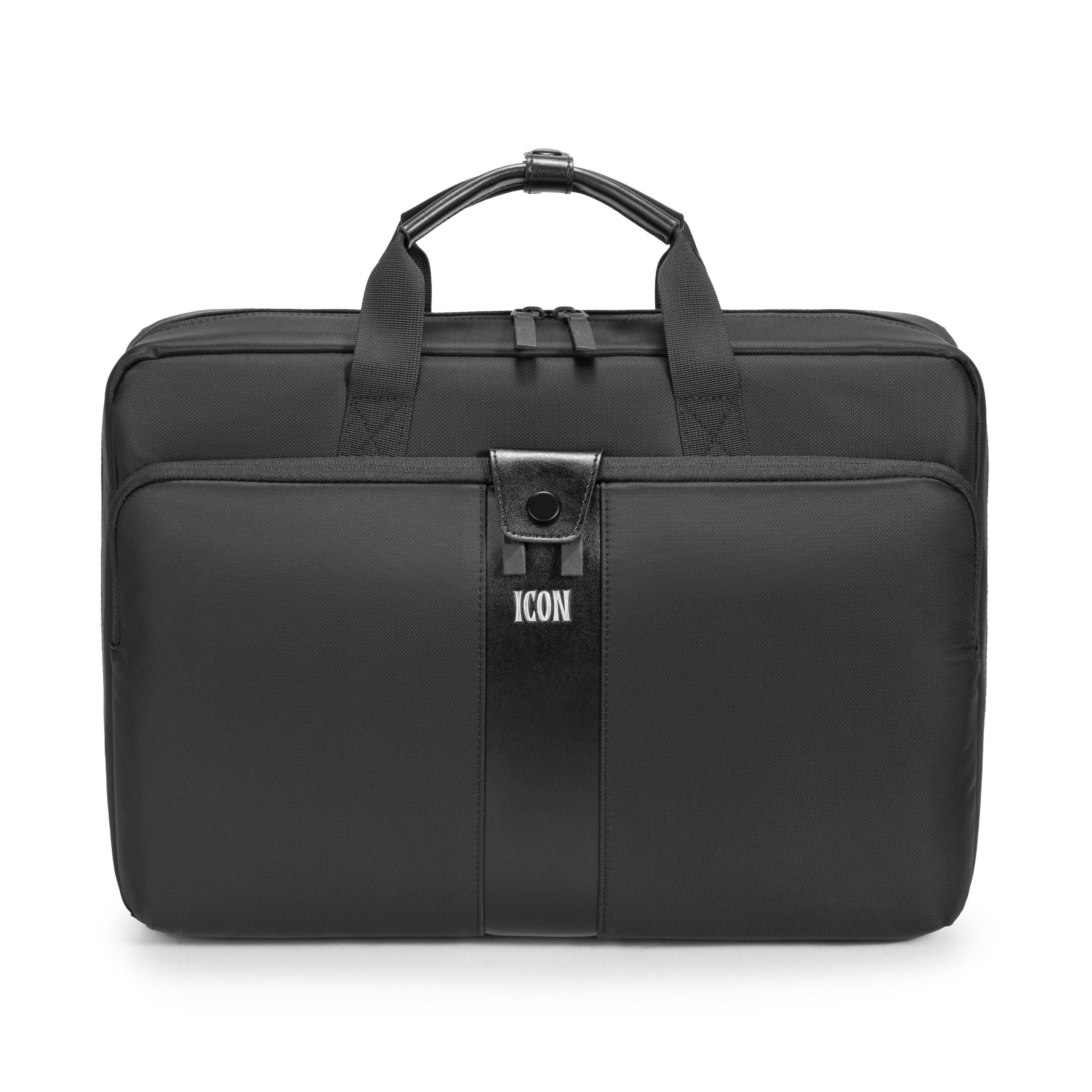 ICON The Neo Breifcase 13L | Premium Polyester, Fits 15.6" Laptops | Luggage Sleeve, Padded Laptop Compartment, Water-Resistant & Unisex Laptop Bag (Black)