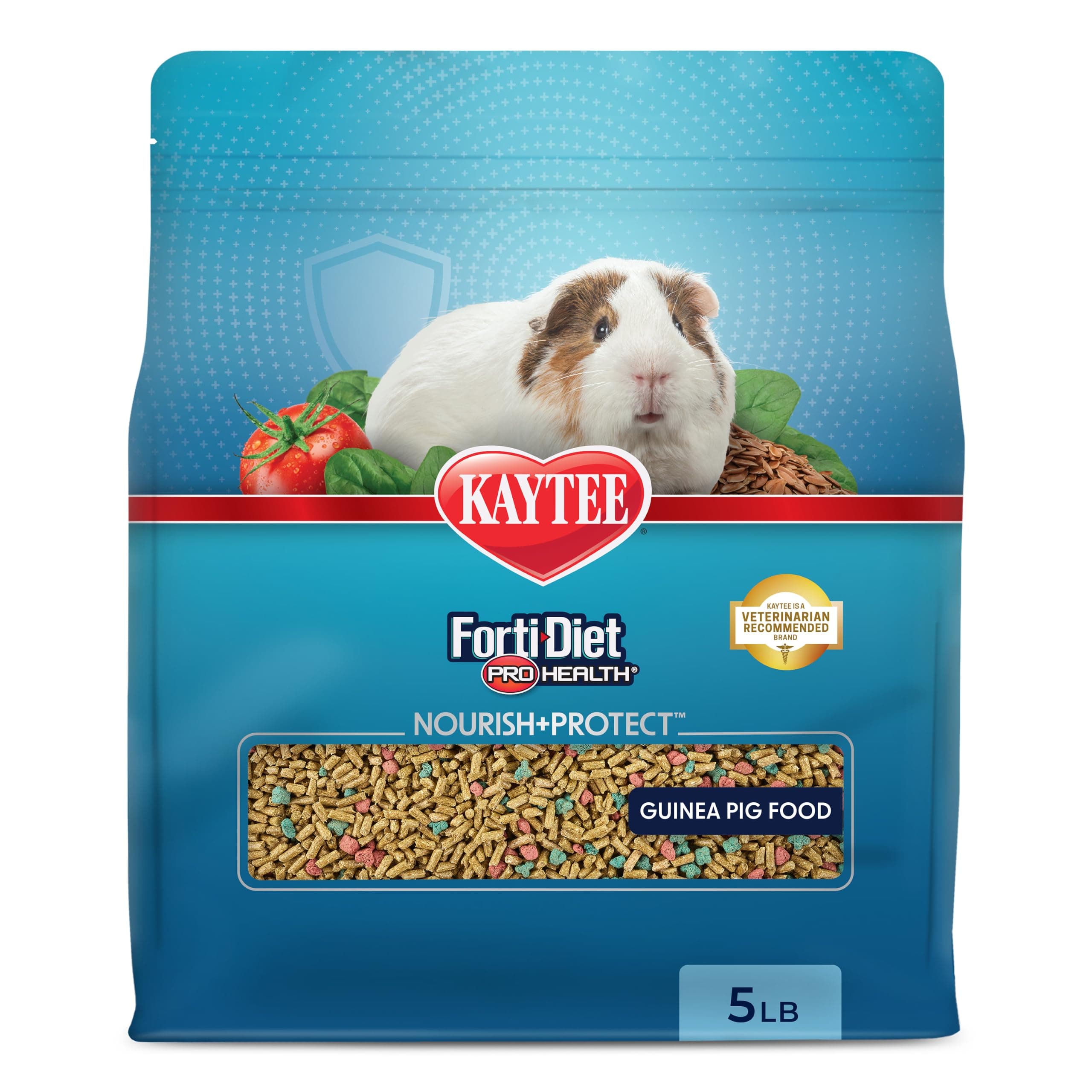 Kaytee Forti-Diet Pro Health Nourish+Protect Guinea Pig Food, Comprehensive Nutrition Backed by Science, Digestive Health, Immune Support, 5 pounds