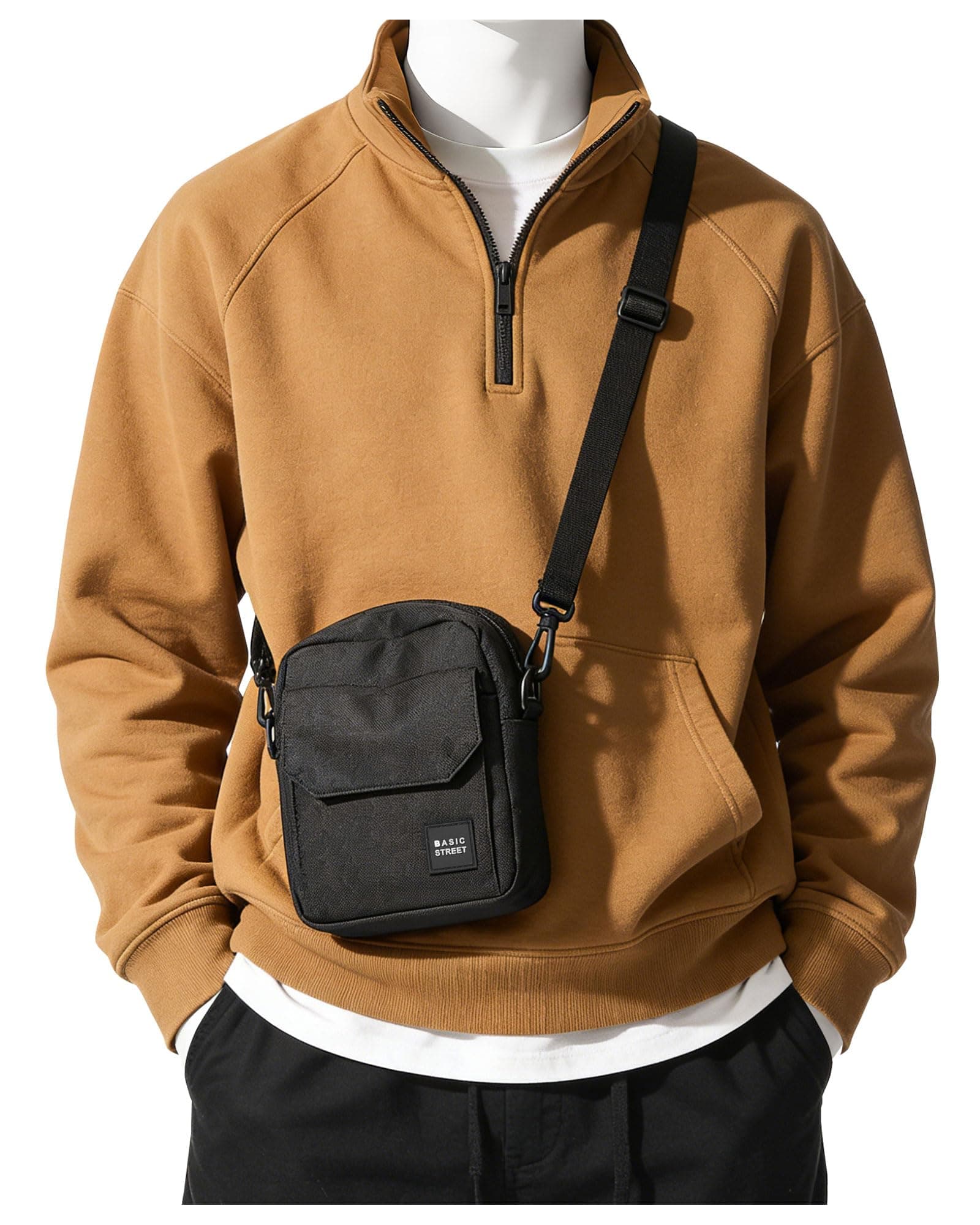 Small Crossbody Bag Side Shoulder Bag For Men, Women Mini Messenger Bag, Black, Small, Durable