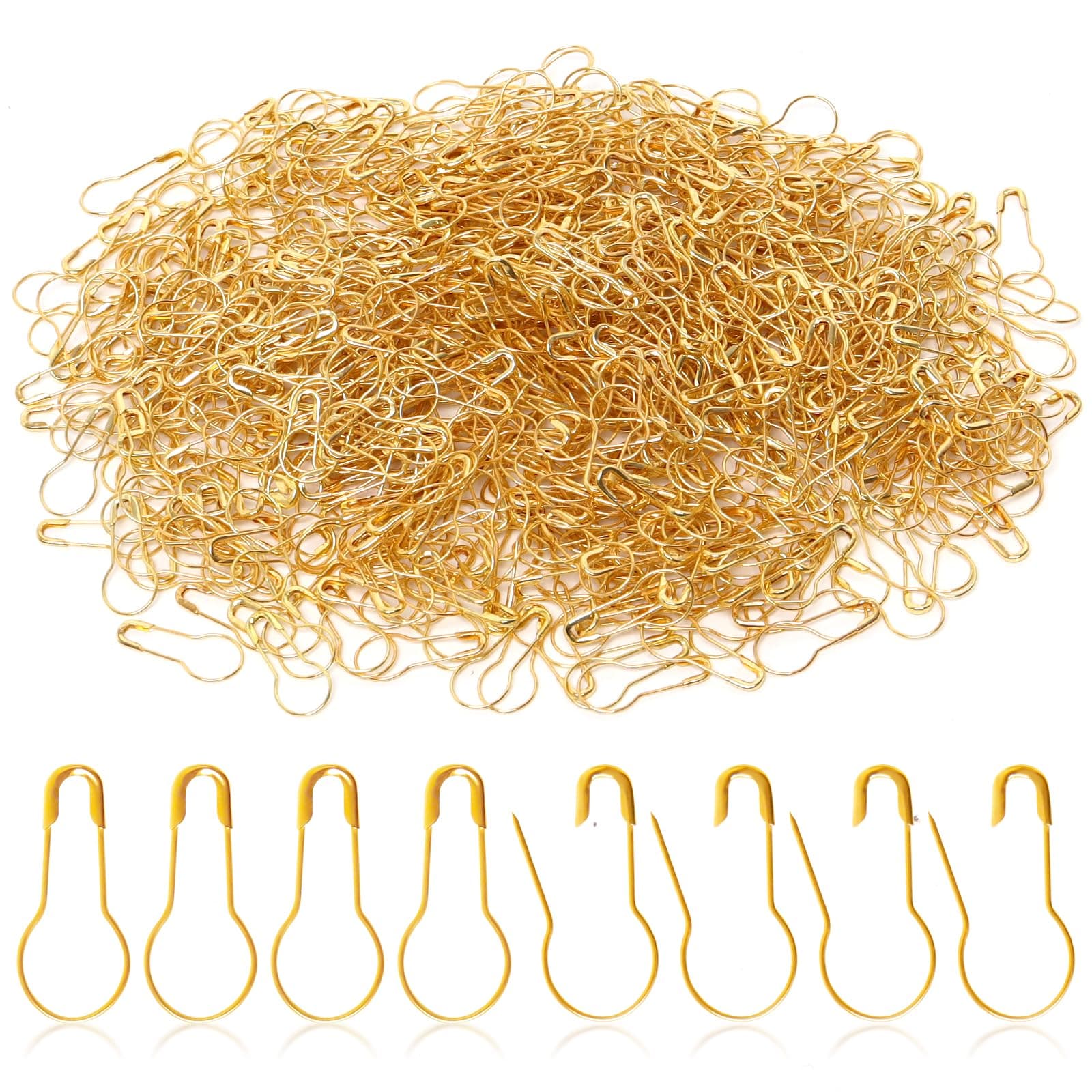 SBYURE 1000 Pieces 22mm/0.87 Inch Metal Gourd Safety Pins Clothing Tag Pins Bulb Pin Calabash Pin Bead Needle for DIY Craft Home Accessories,Golden