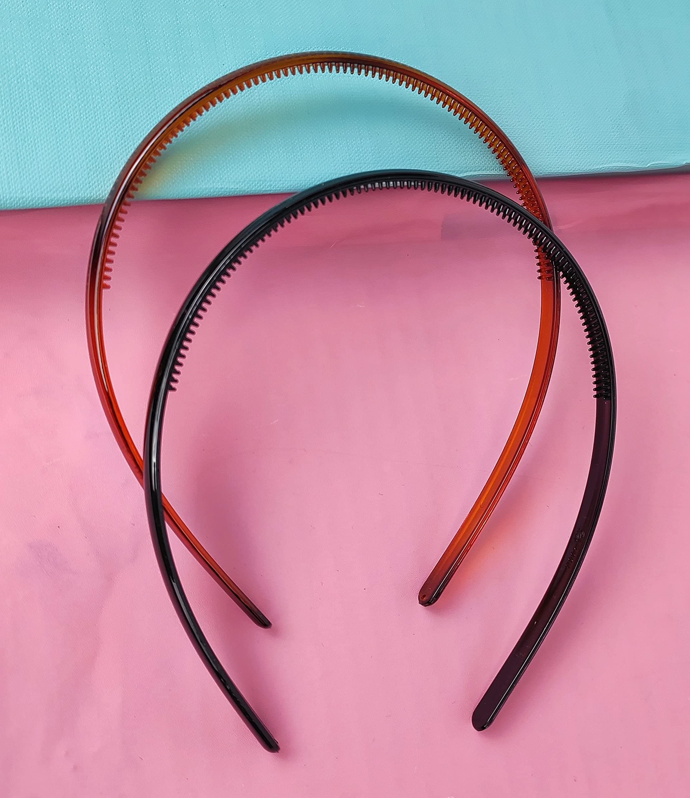 ANNACREATIONS Plastic Headbands with Teeth – Pack of 12 Durable, Lightweight Sports Hair Bands for Women, Girls, Teens & Kids – 0.5cm Non-Slip Hair Accessories (Gloss Finish)