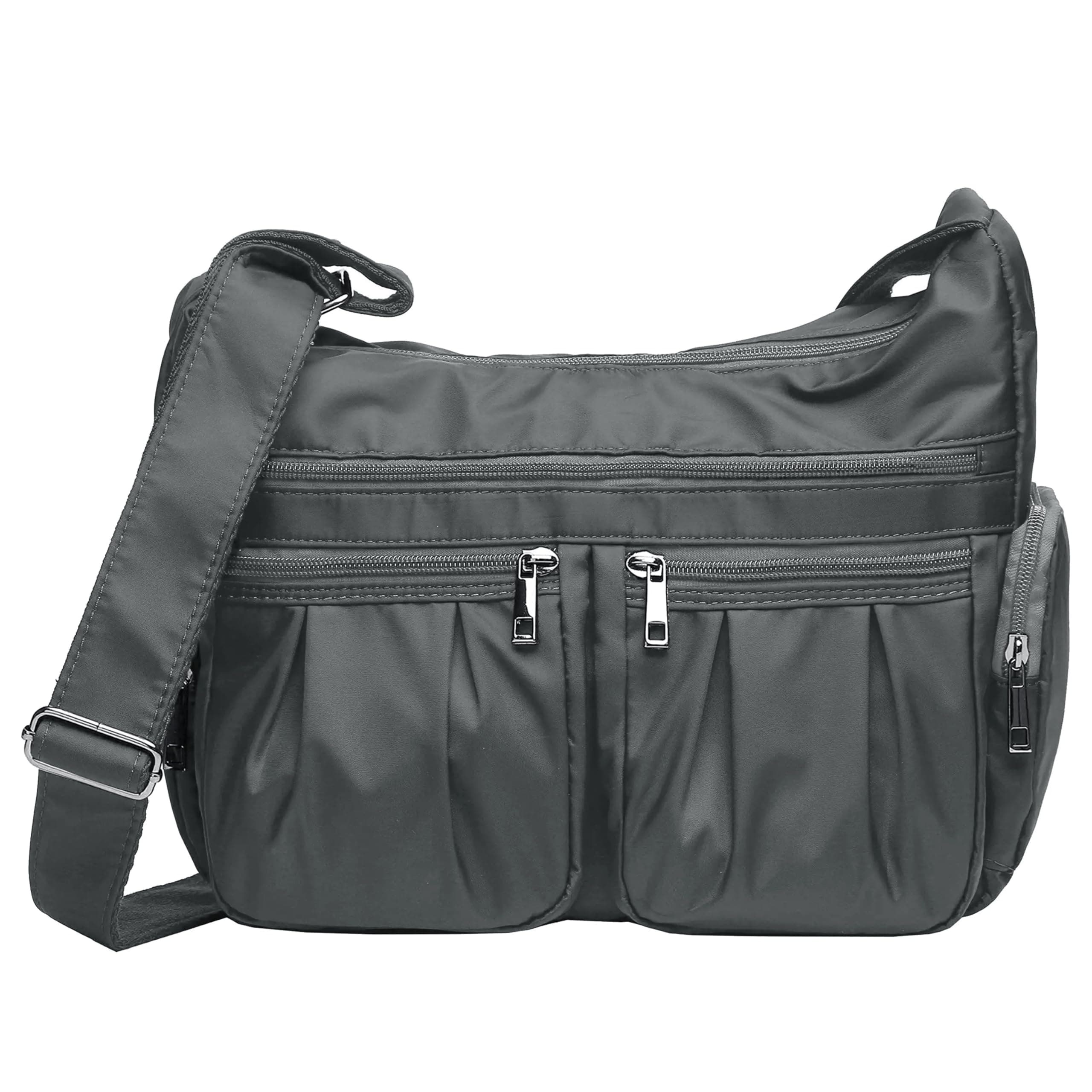 Volganik Rock Shoulder Bag Corss-body Purse Waterproof Nylon Handbags with Zipper for Women(8981_Gray)