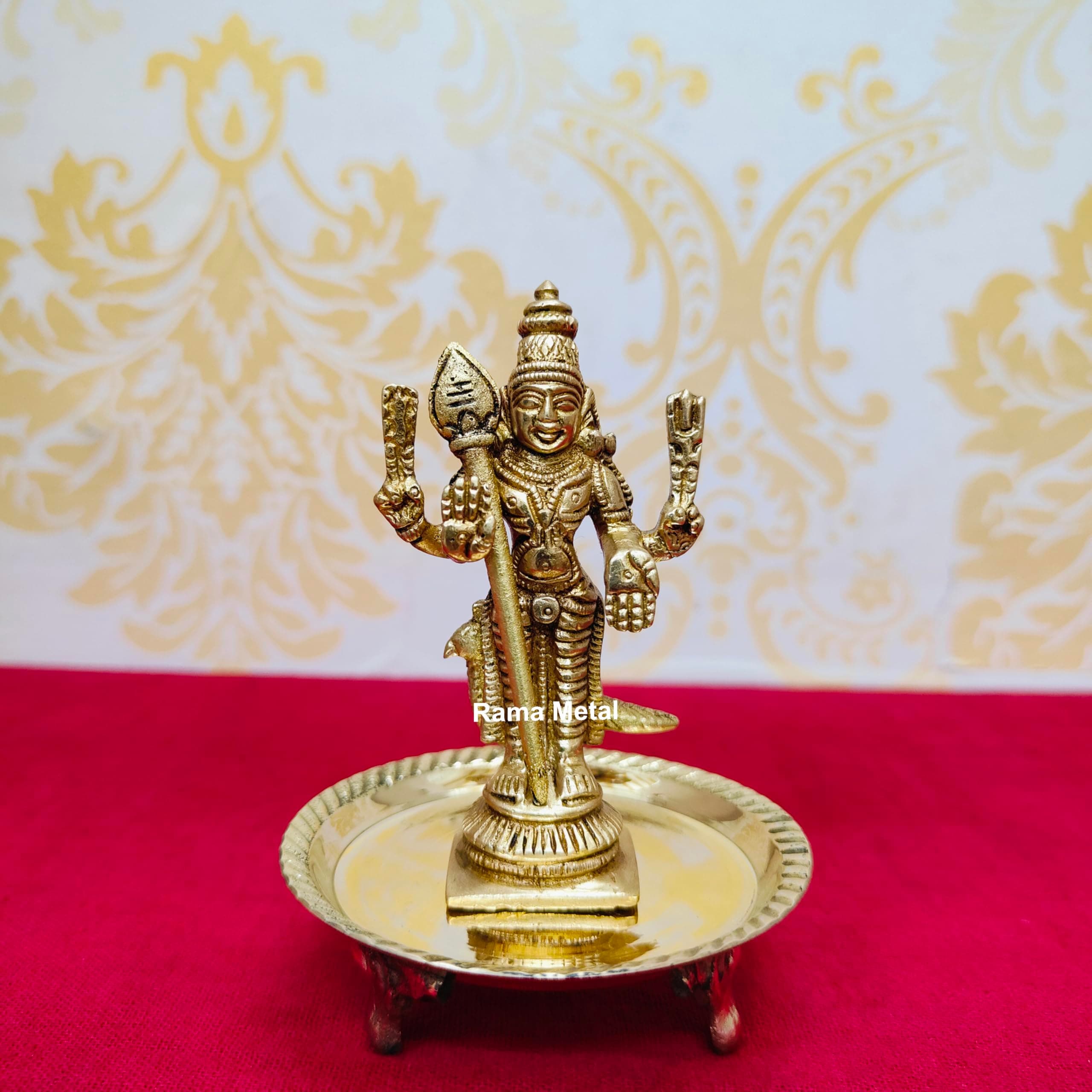 RAMA METAL Brass Murugan Idol | Mini Lord Murugan Statue | Lord Kartikeya Idol | Mini Murugan Silai | Kumaraswamy Brass