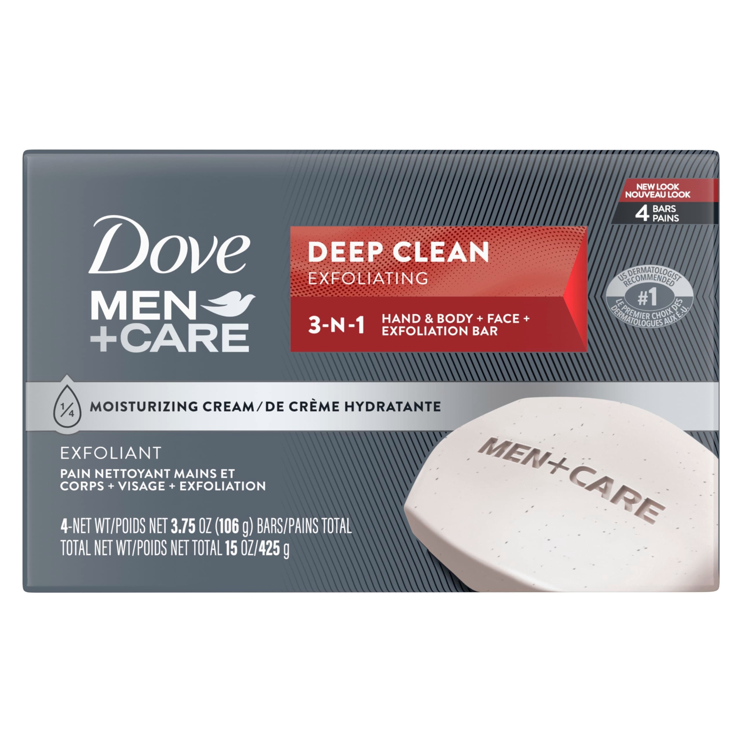 Dove Men + Care Body And Face Bar, Deep Clean, 4 Bar