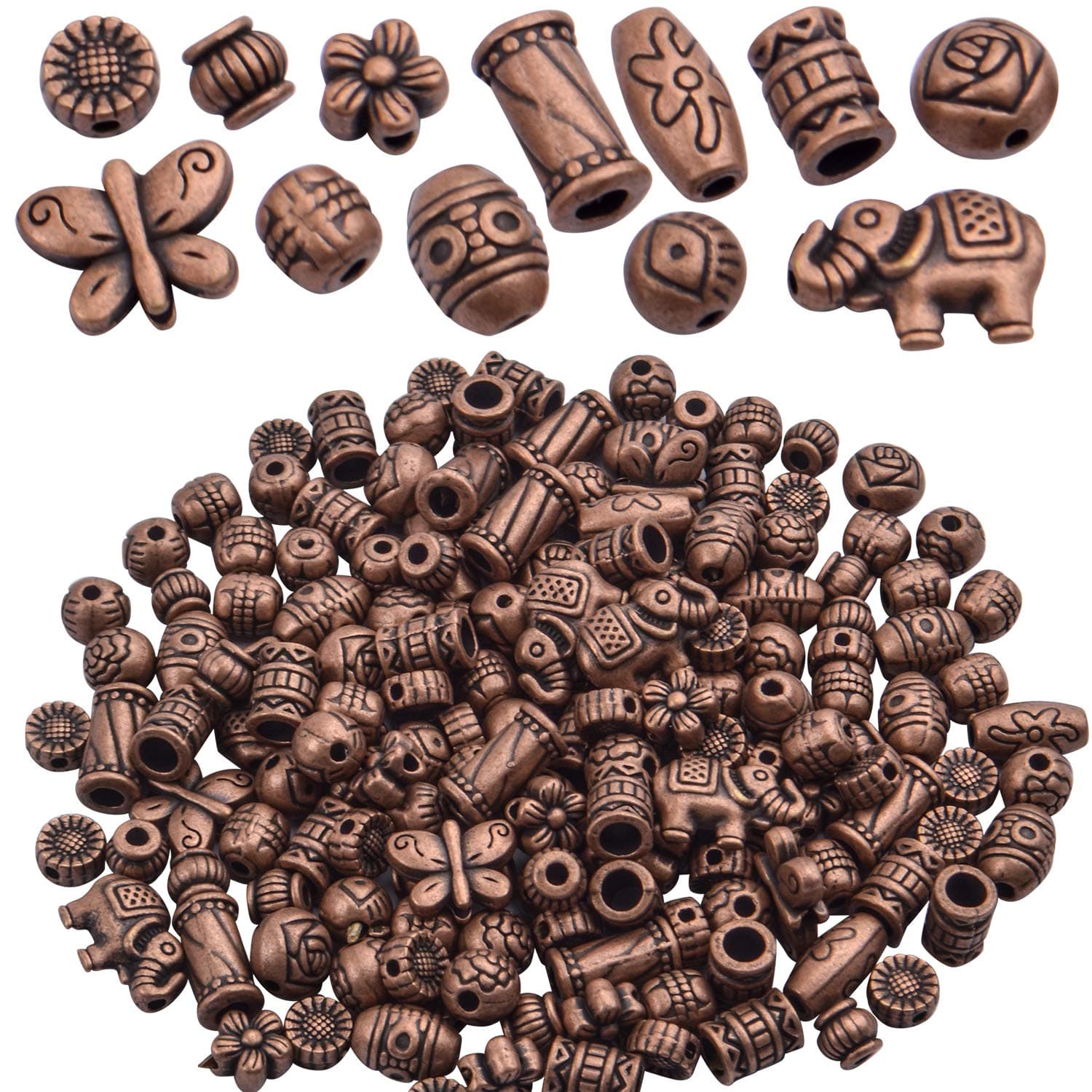 BronaGrand 100 Gram(About 150-200pcs) Antique Copper Spacer Beads Charm Bead Spacers Jewelry Findings Accessories for Bracelet Necklace Jewelry Making