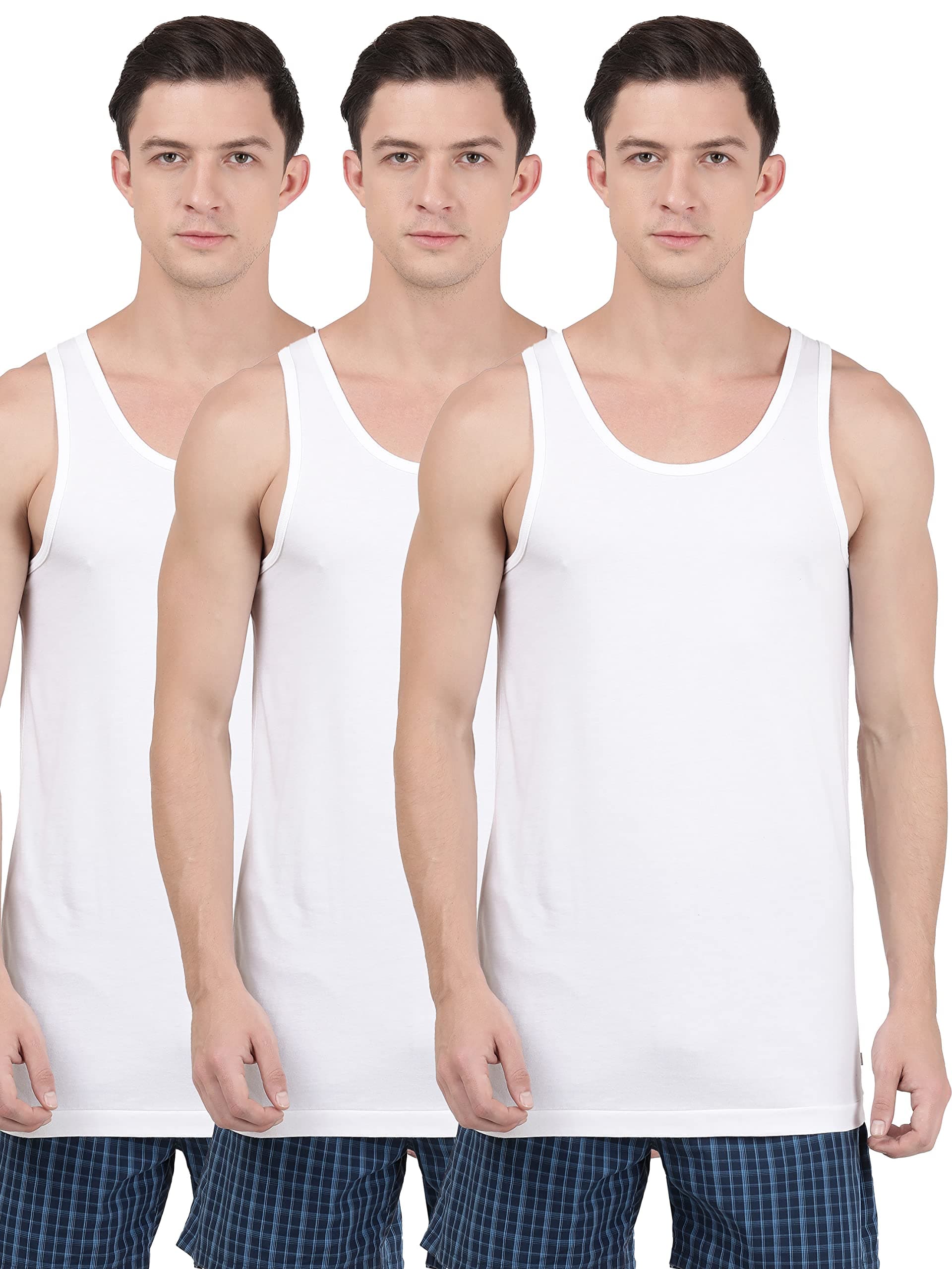 Jockey 8820 Men's Super Combed Cotton Round Neck Sleeveless Vest with Extended Length for Easy Tuck (Pack of 2)_Grey Melange_L