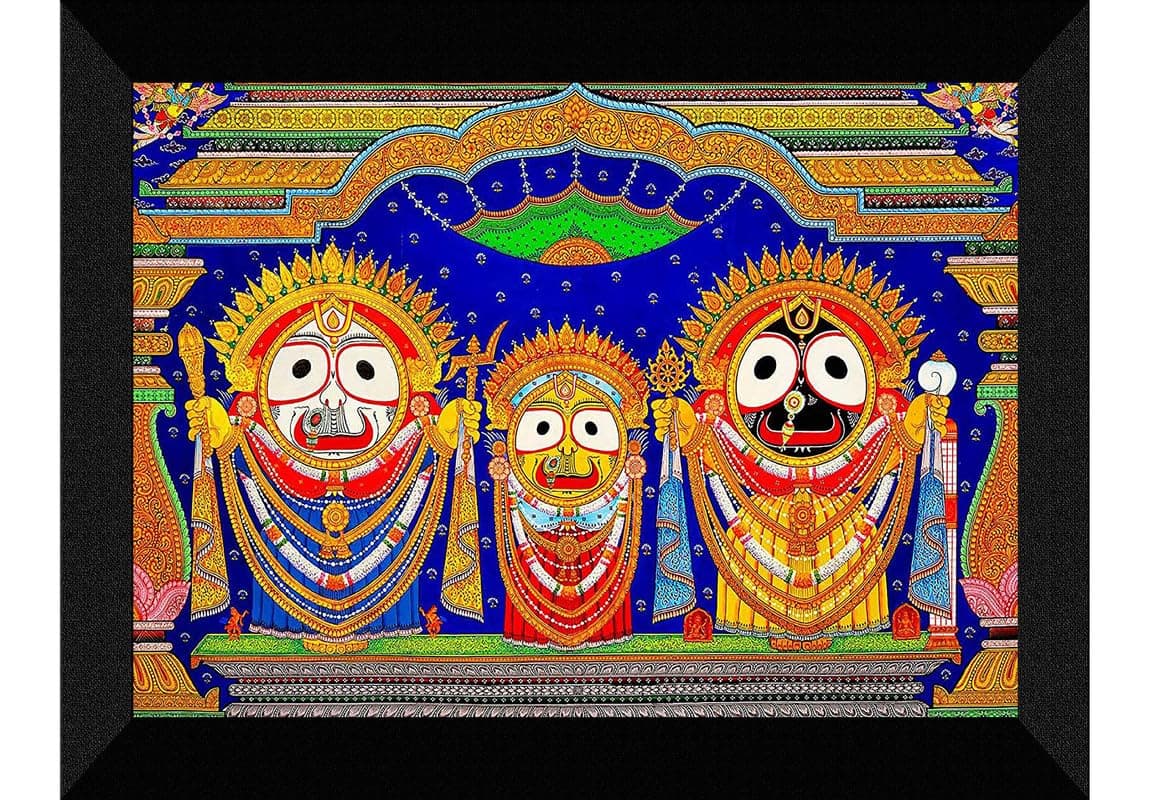 SAF paintings Lord Jagannath Black frame painting for Wall Decoration SA-SANFK33342A