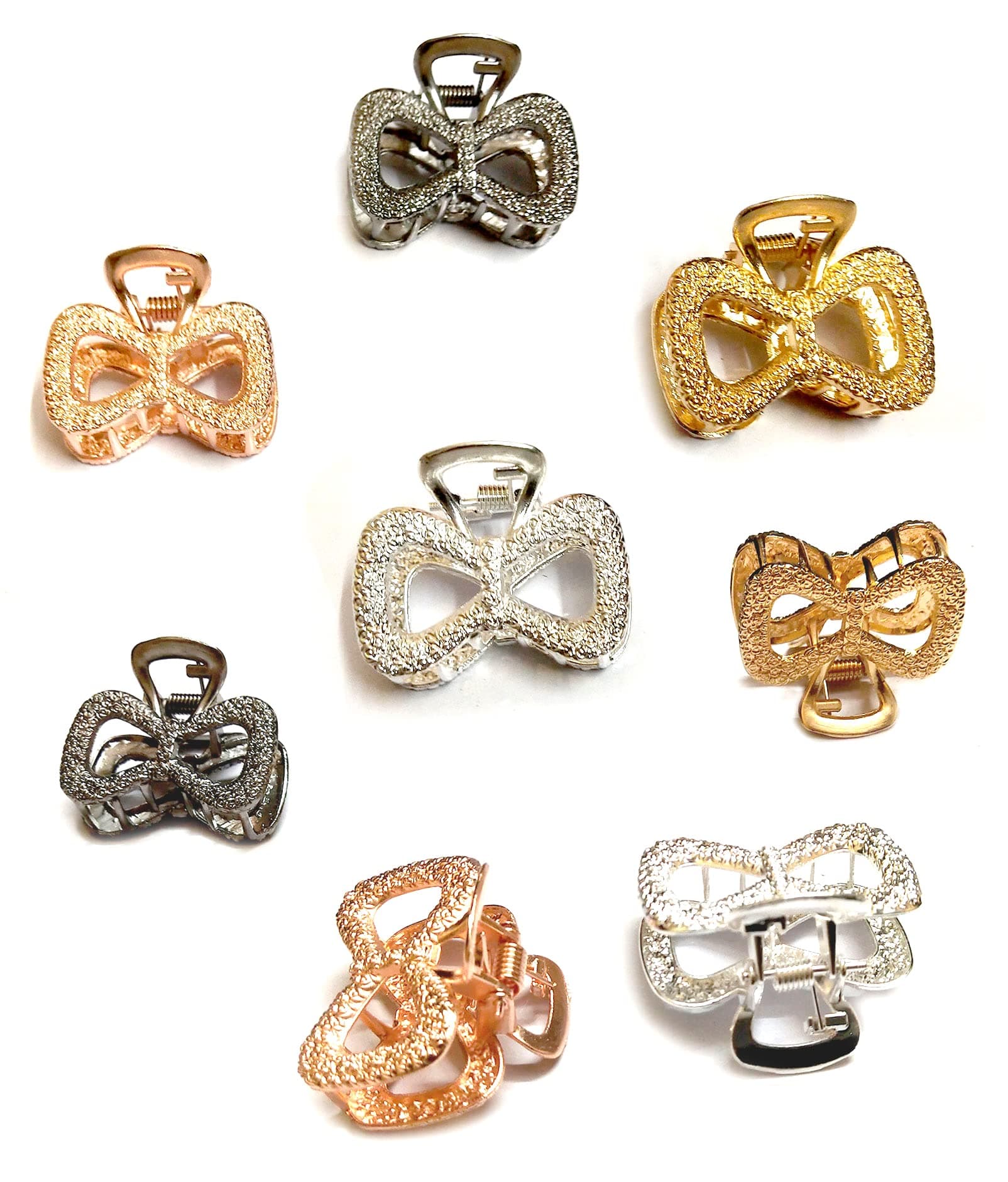 BHARATGAURAV Small Metal Hair Claw Clips for Women & Girls | Multicolor Multipattern Strong Grip Hair Accessories for Styling & Sectioning | Stylish Combo Pack of 3