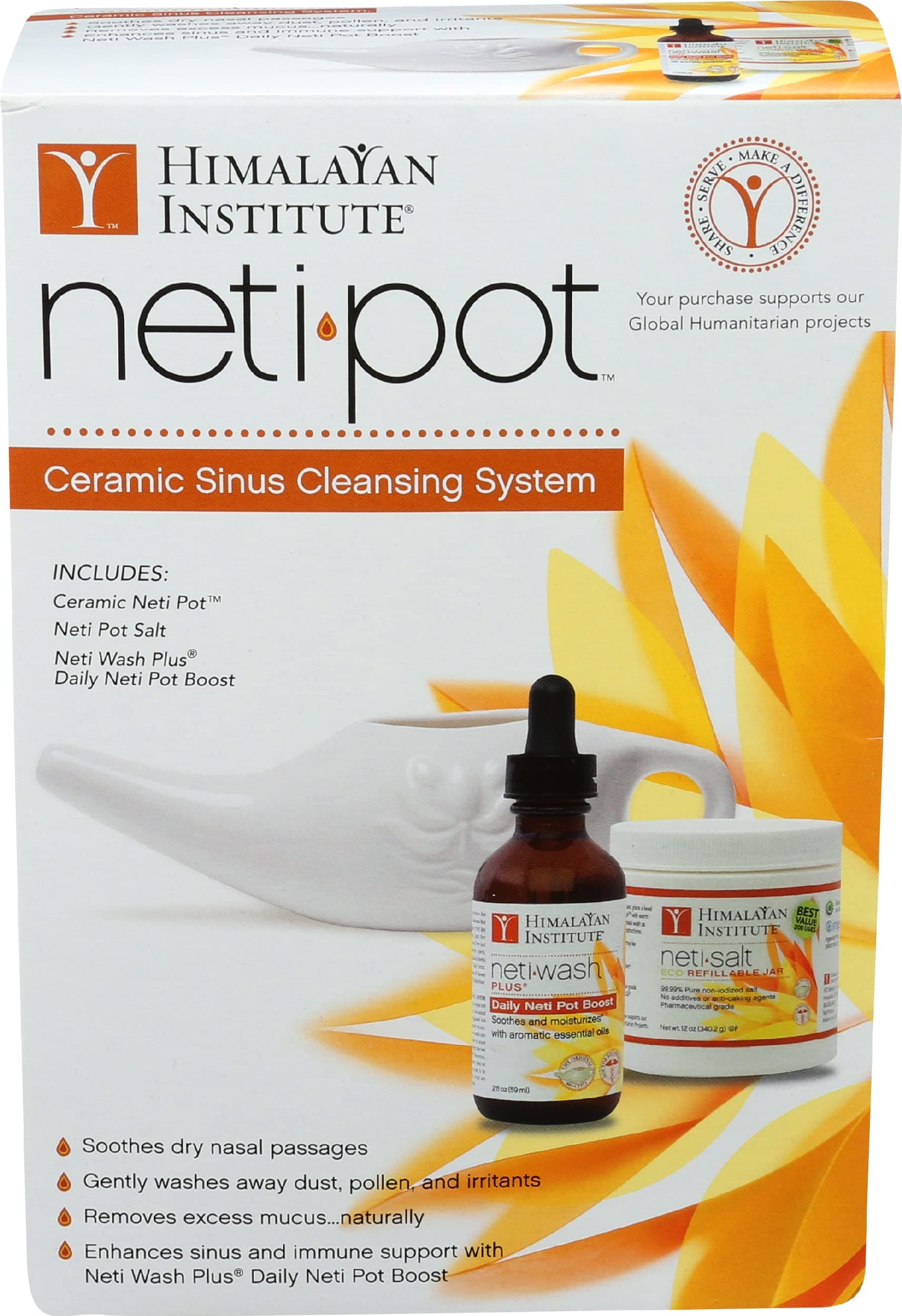 Himalayan Institute Original Neti Pot Complete Sinus Cleansing System Starter Kit