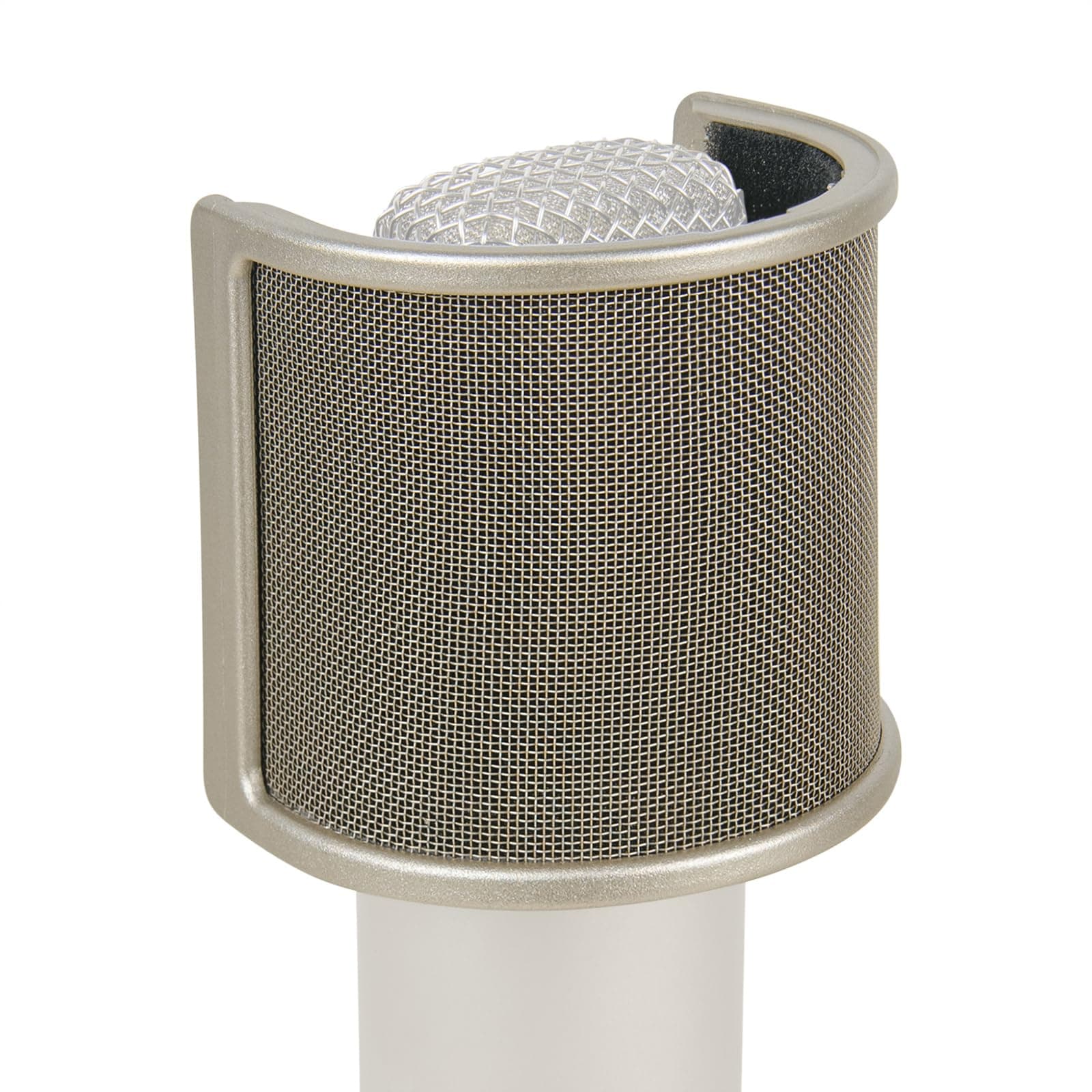GEEKRIA for Creators Mic Metal Pop Filter, Windscreen Cover with Metal Mesh and Foam Filter, Antipop Mask Compatible with Audio-Technica AT2020, Fifine K669B, Rode NT-USB (Size S/Nickel)