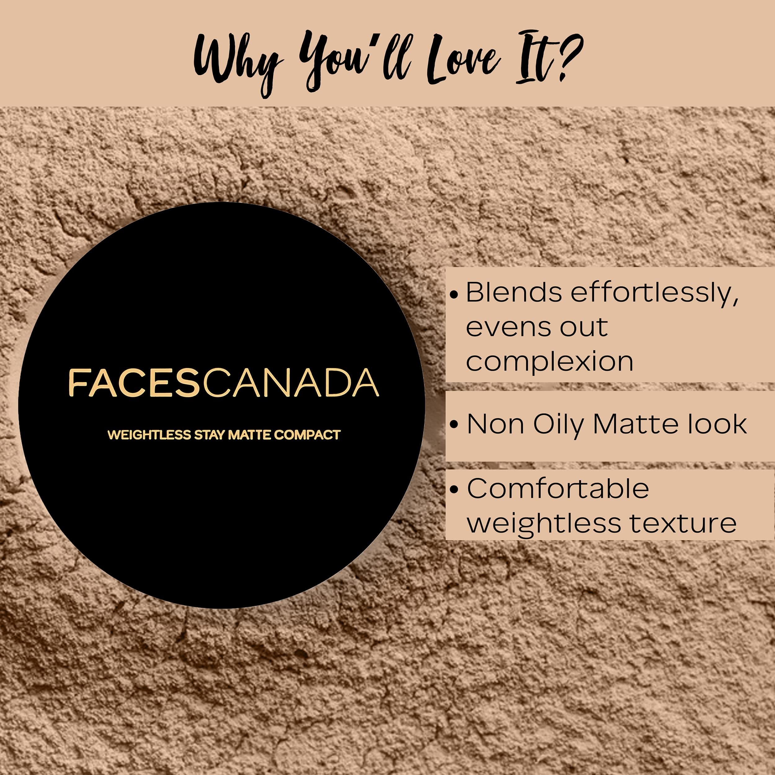 FACESCANADA Matte & Glow Combo - Strobe Cream - Rose Gold (18ml) + Weightless Stay Matte Finish Compact Powder - Natural 02 (9g) | Flawless Glowy Finish | Hides Imperfections