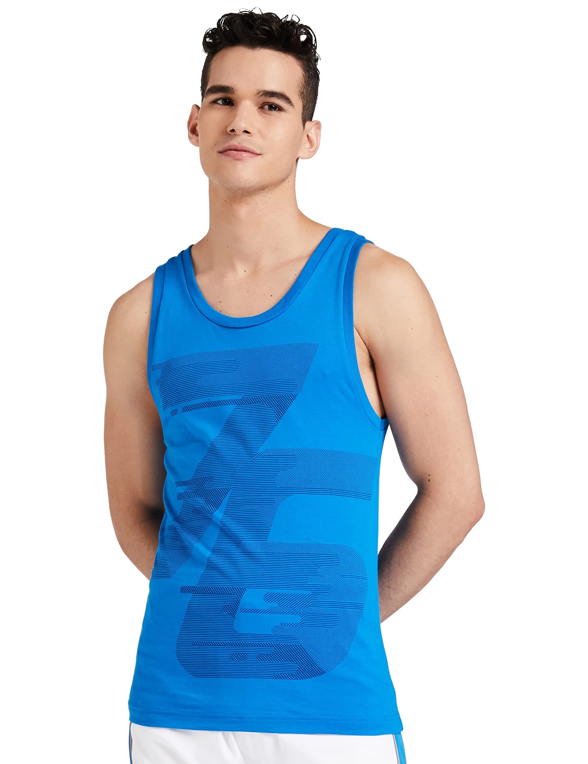Jockey Men's Cotton Regular Fit Tank Top (9928_Neon Blue_Small)