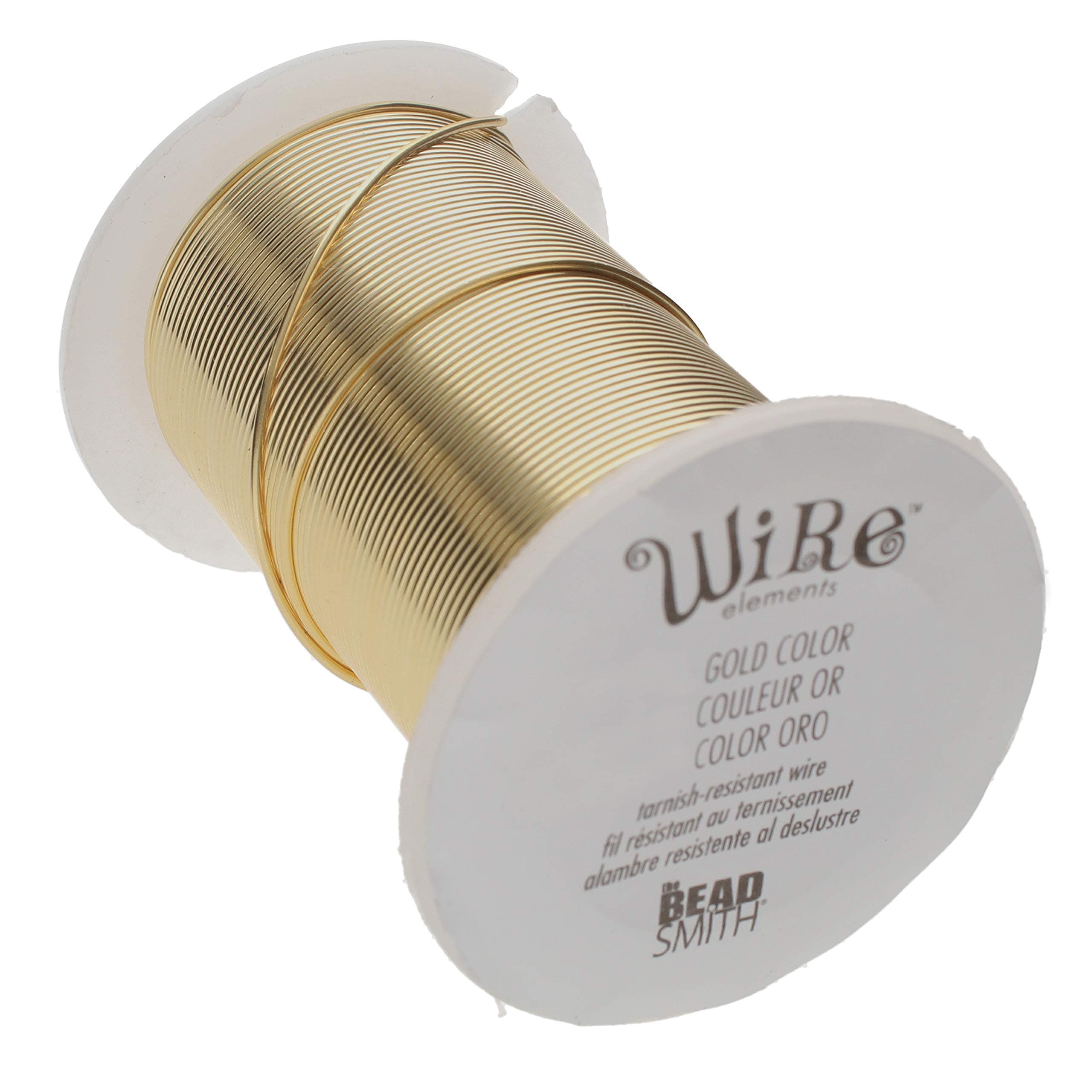 The Beadsmith Wire Elements 28-Gauge Lacquered Tarnish-Resistant Copper Wire for Jewelry Making, 40 Yard, 36.58 Meter Spool (Gold Color)