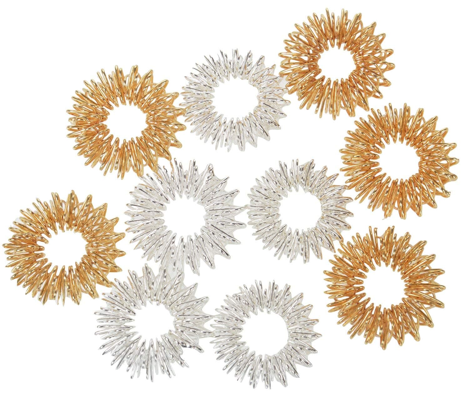 Acupro Health Care System_Acs Acupressure Metal Sujok Ring 10 Pcs Silver Finger Massager Blood Circulation