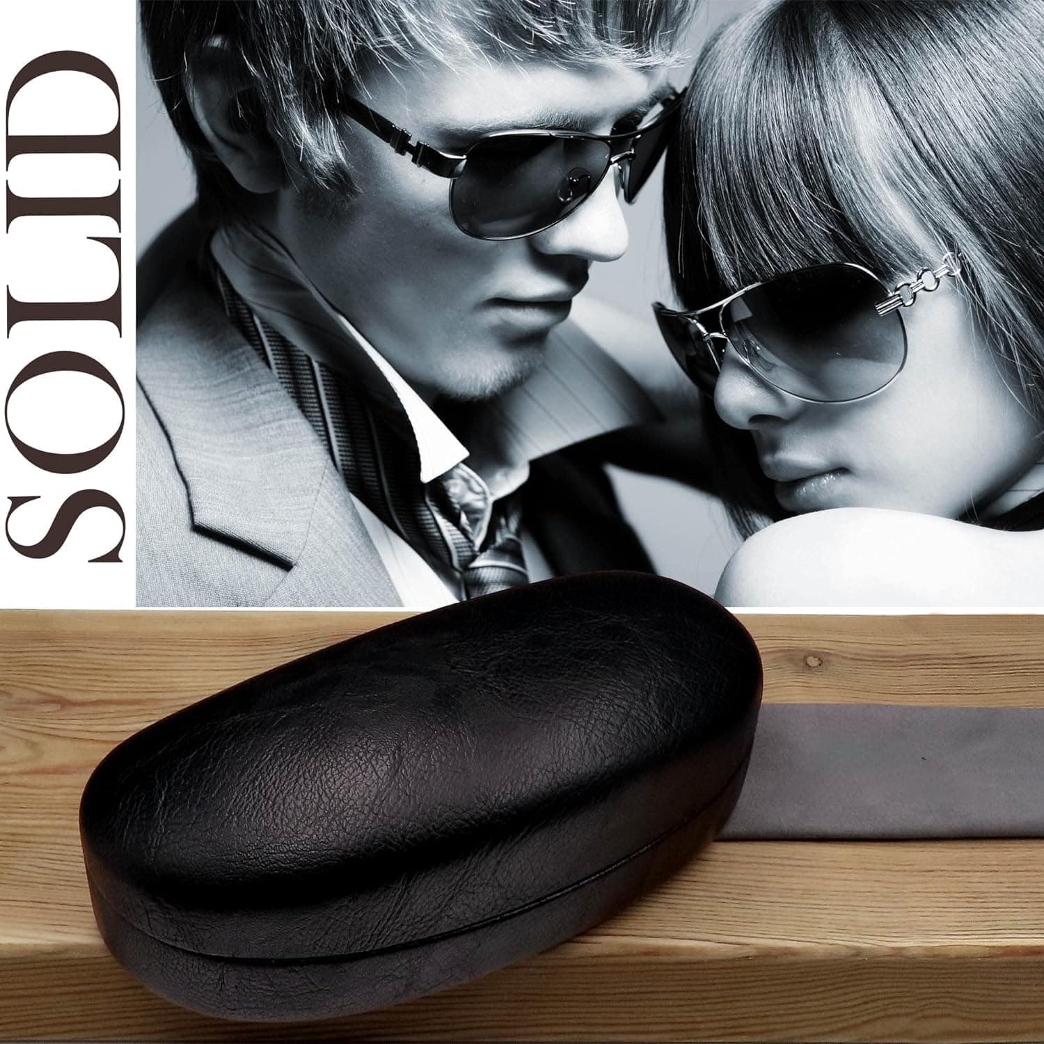 Styzere Hard Sunglasses Case for Medium, Large & Oversized frames with cleaning cloth & Pouch, Black