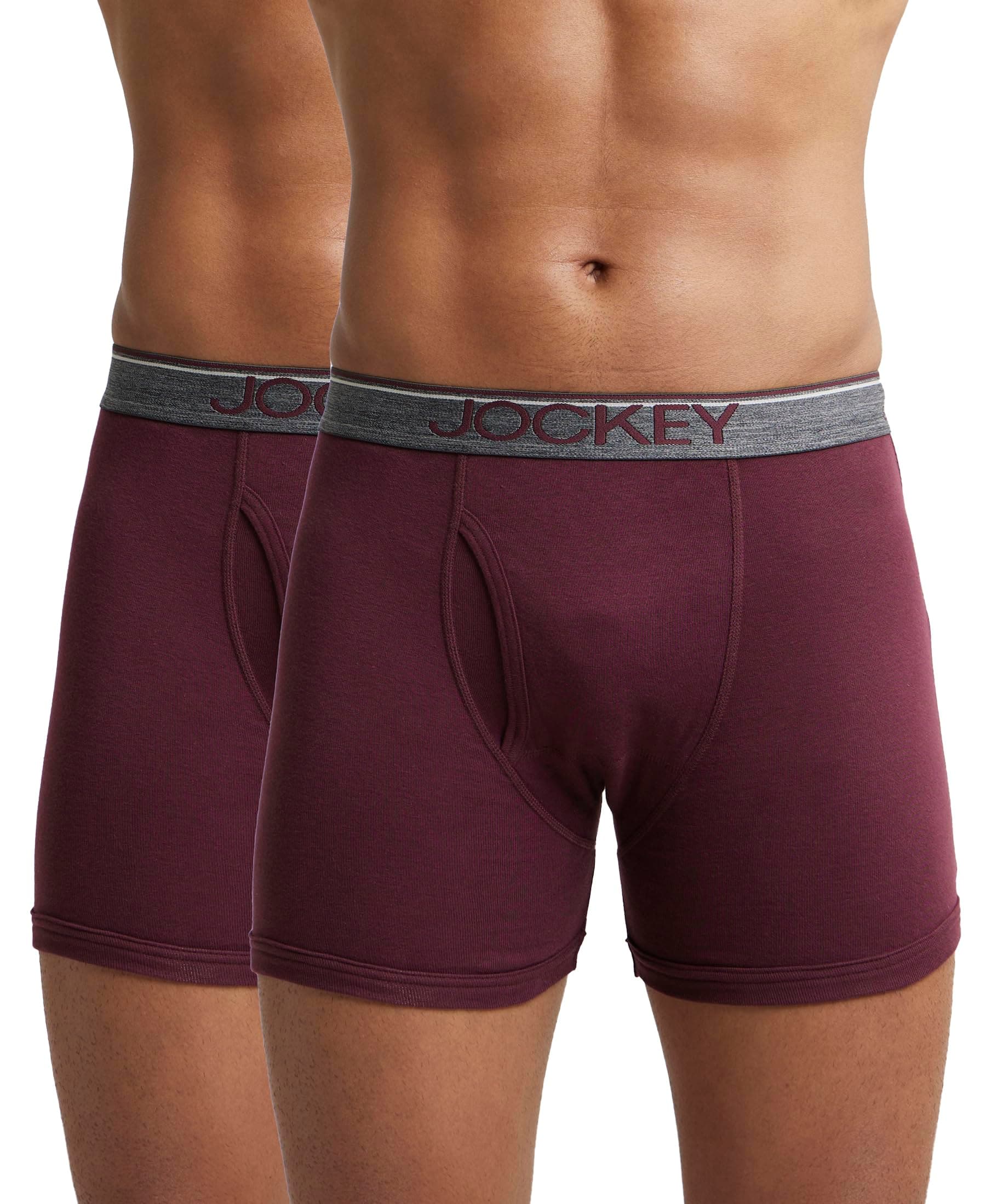 Jockey Men's Boxer Brief (Color & Print May Vary) (Pack of 2) (8009-02_Mauve Wine_XXL)