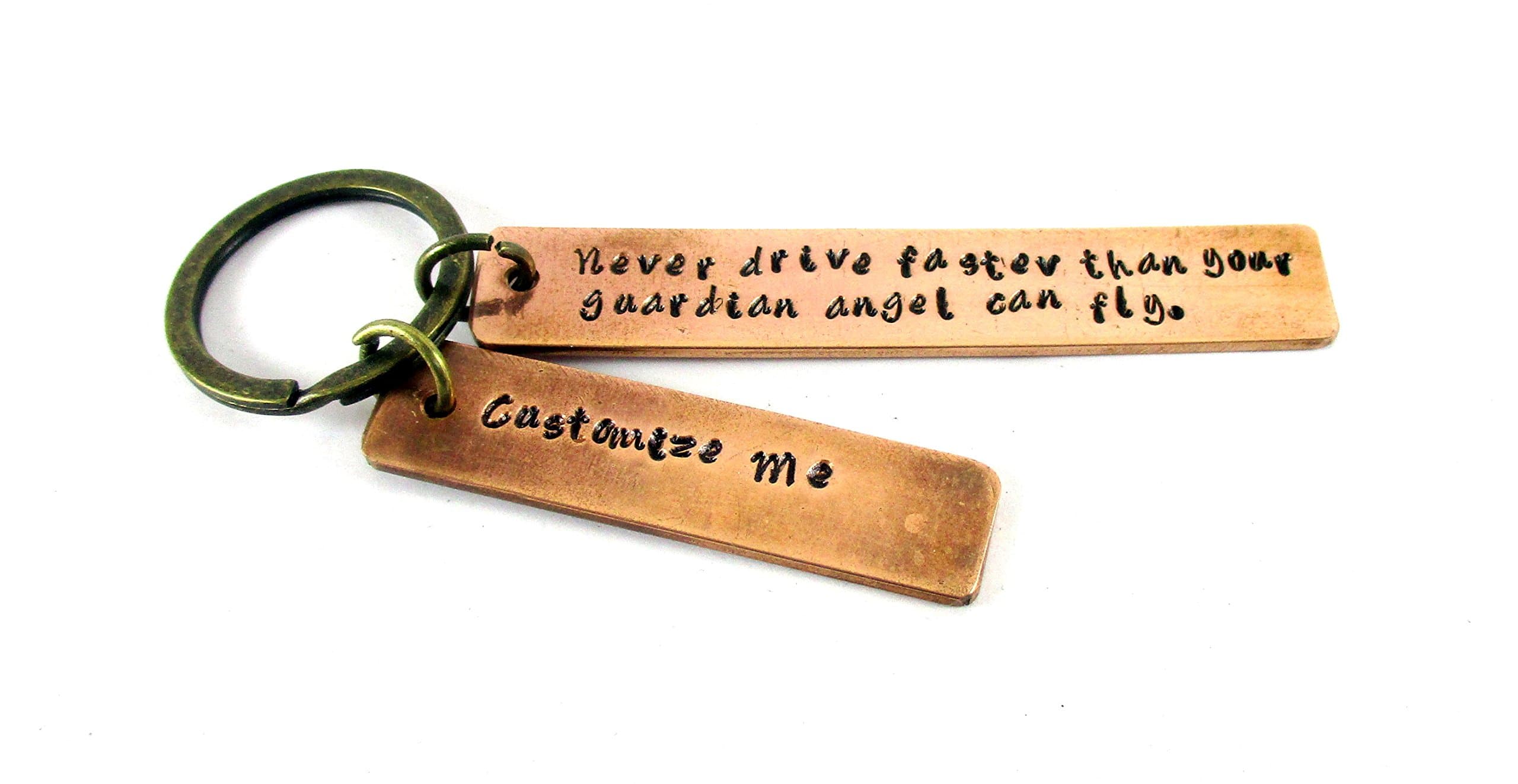 Streetsoul Keychain Personalized Stamped Keyring Pure Copper Bar Keyring on 12 mm Bars
