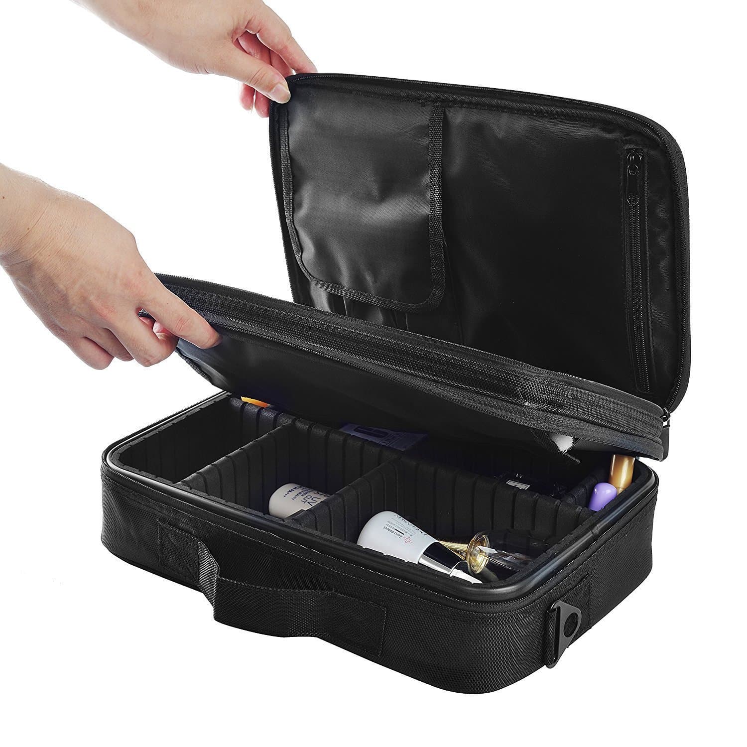 3 Layer Cosmetic Organizer By House of Quirk Beauty Artist Storage Brush Box with Shoulder Strap