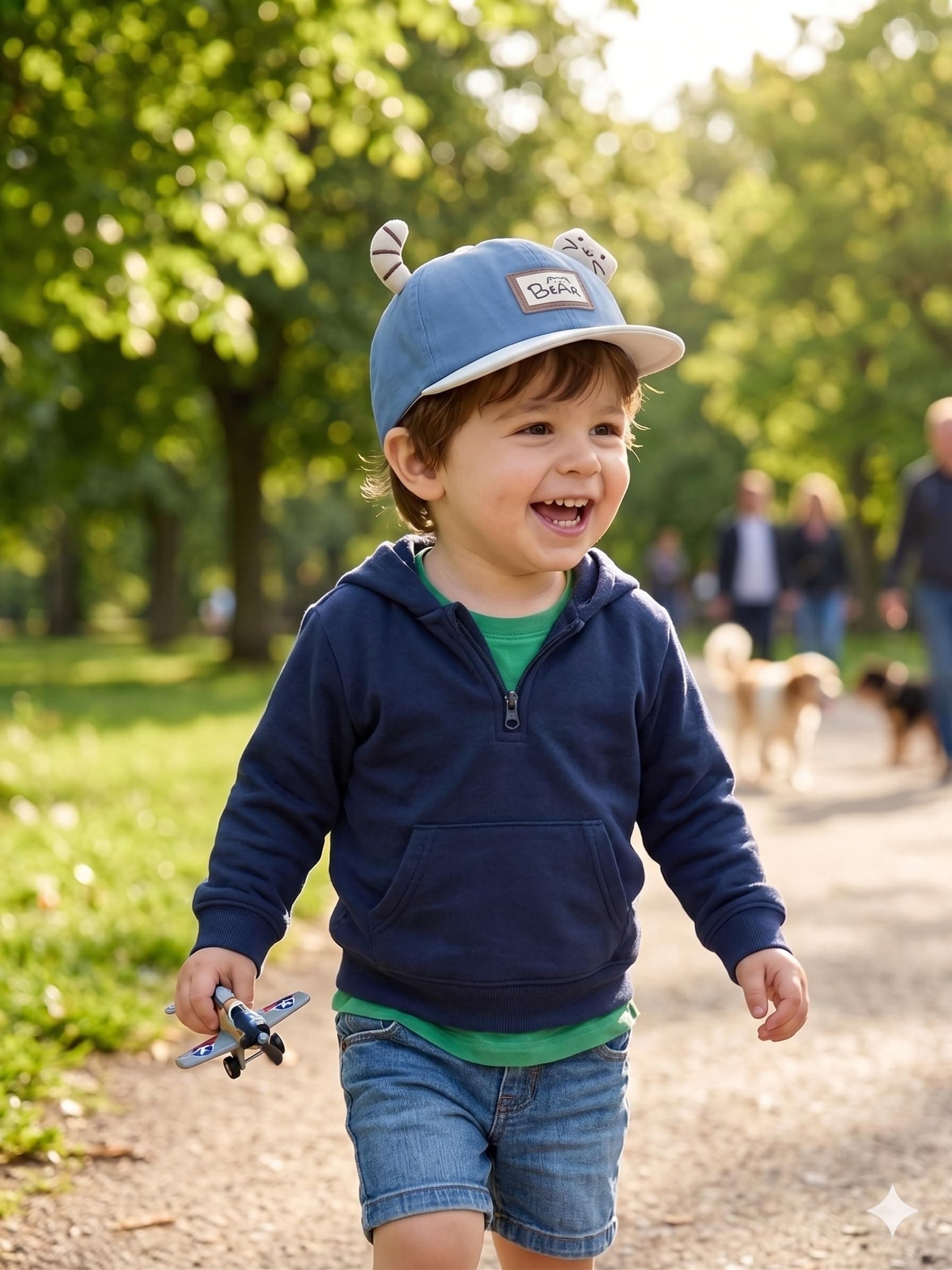 Lyonardo Toddler Baby Baseball Cap - Cute 3D Bear Ears Sun Hat for Boys & Girls - Soft Cotton Adjustable Infant Summer Cap (Size 3 Month to 2 Year)