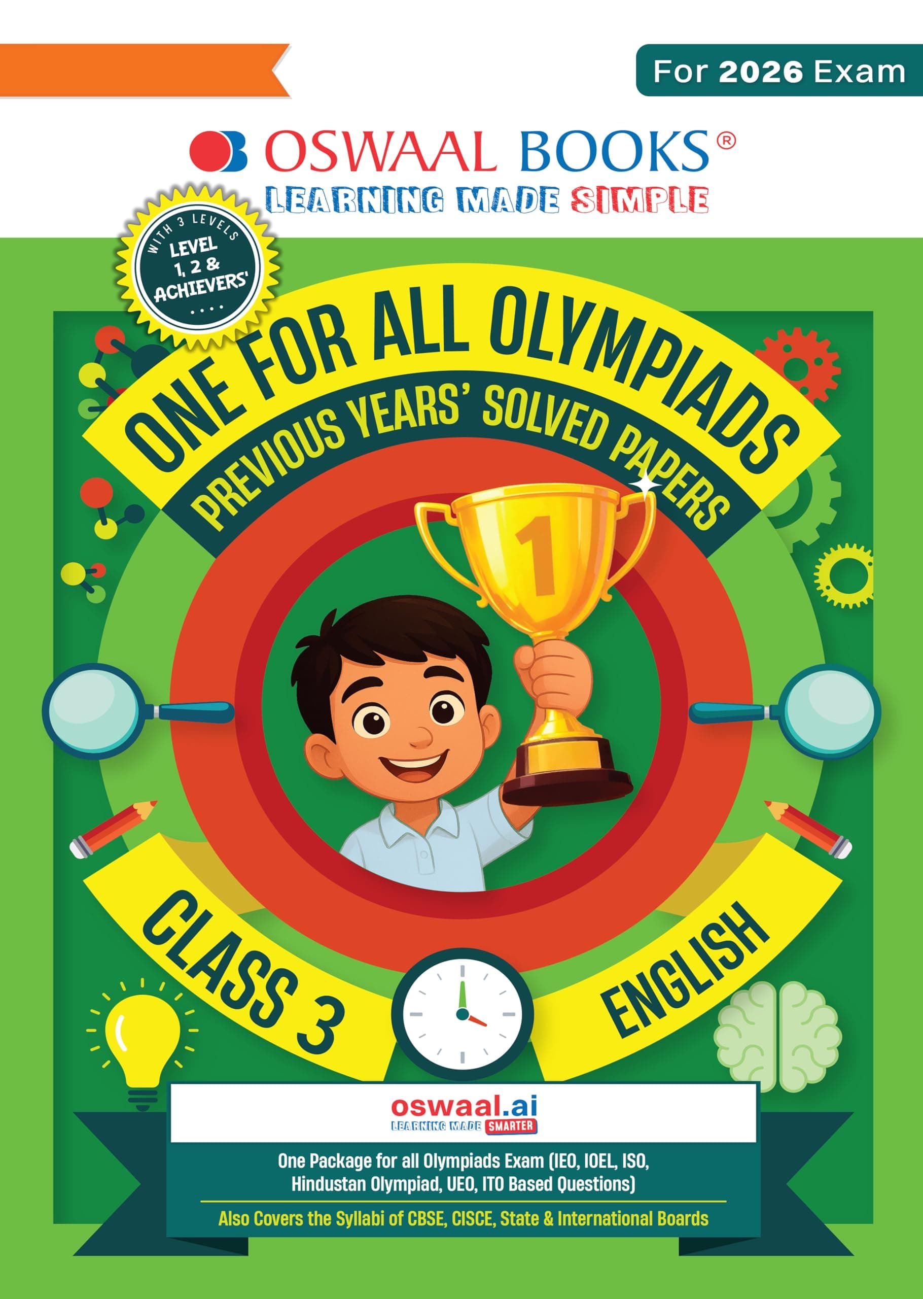 Oswaal One For All Olympiads Class 3 English Prep-Guide Book | Chapter-wise Previous Years' Solved Papers | Questions for SOF IEO & Other Olympiad Exams 2026 | With Sample Practice Papers & Oswaal.AI