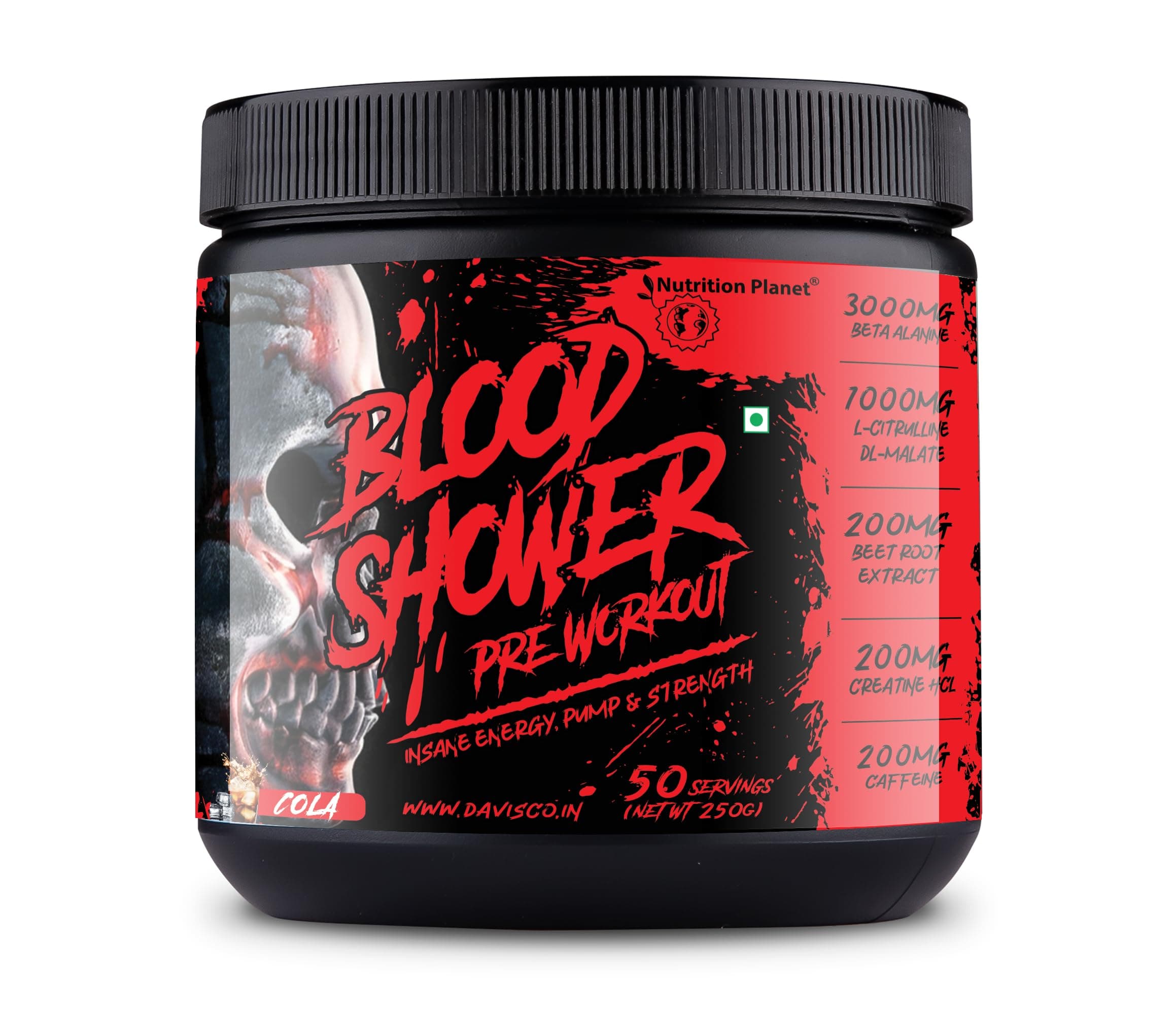 Nutrition Planet Blood Shower Pre Workout (250G - Cola, 50 Servings),Powder