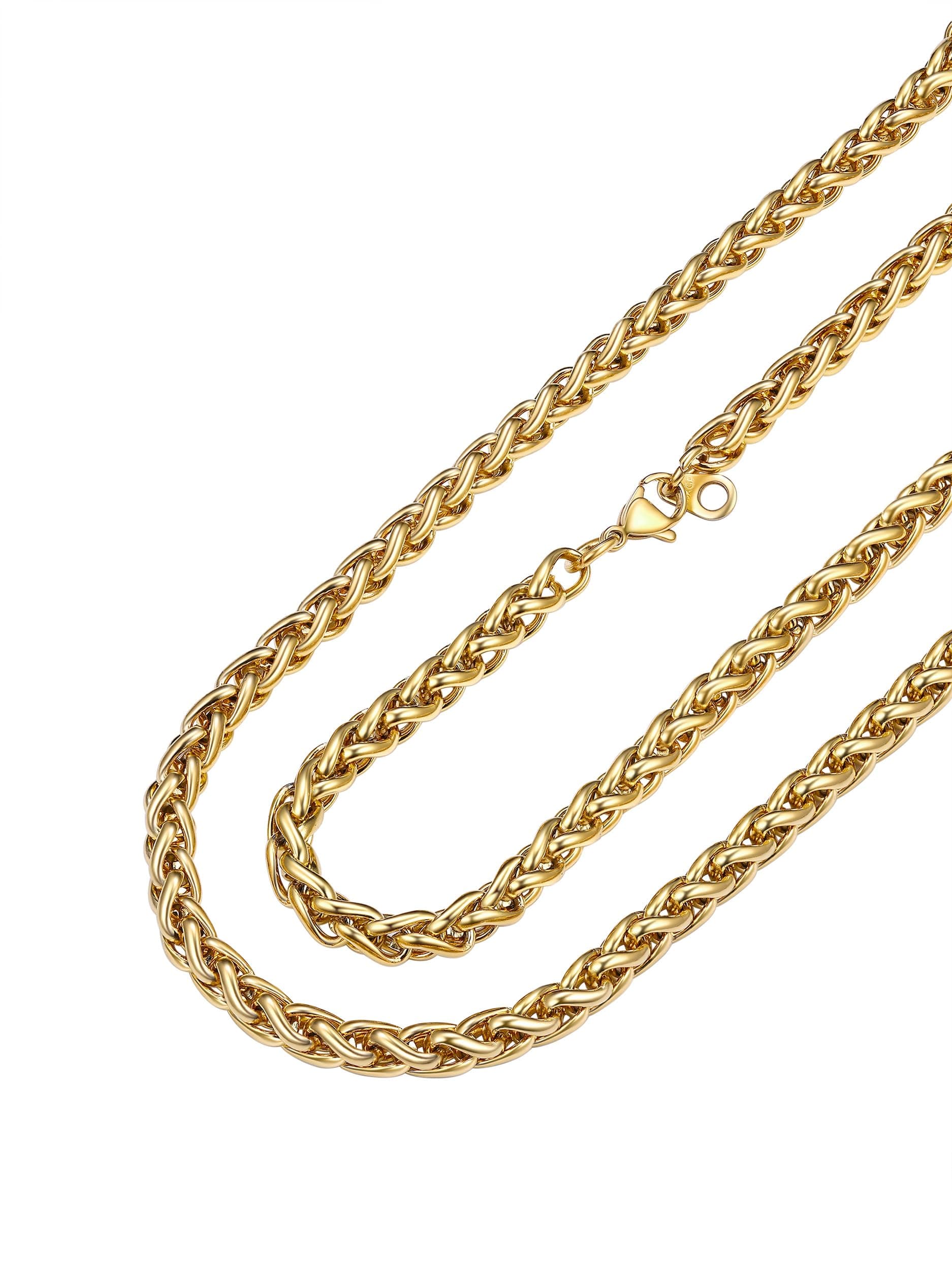 PROSTEEL Staineless Steel/925 Sterling Silver Rope Chain Necklace for Men Women, Black/18K Gold Plated, 1.3mm/1.6mm/3mm/5mm/6mm, 18''/20''/22''/24''/26''/28''/30'', Come Gift Box