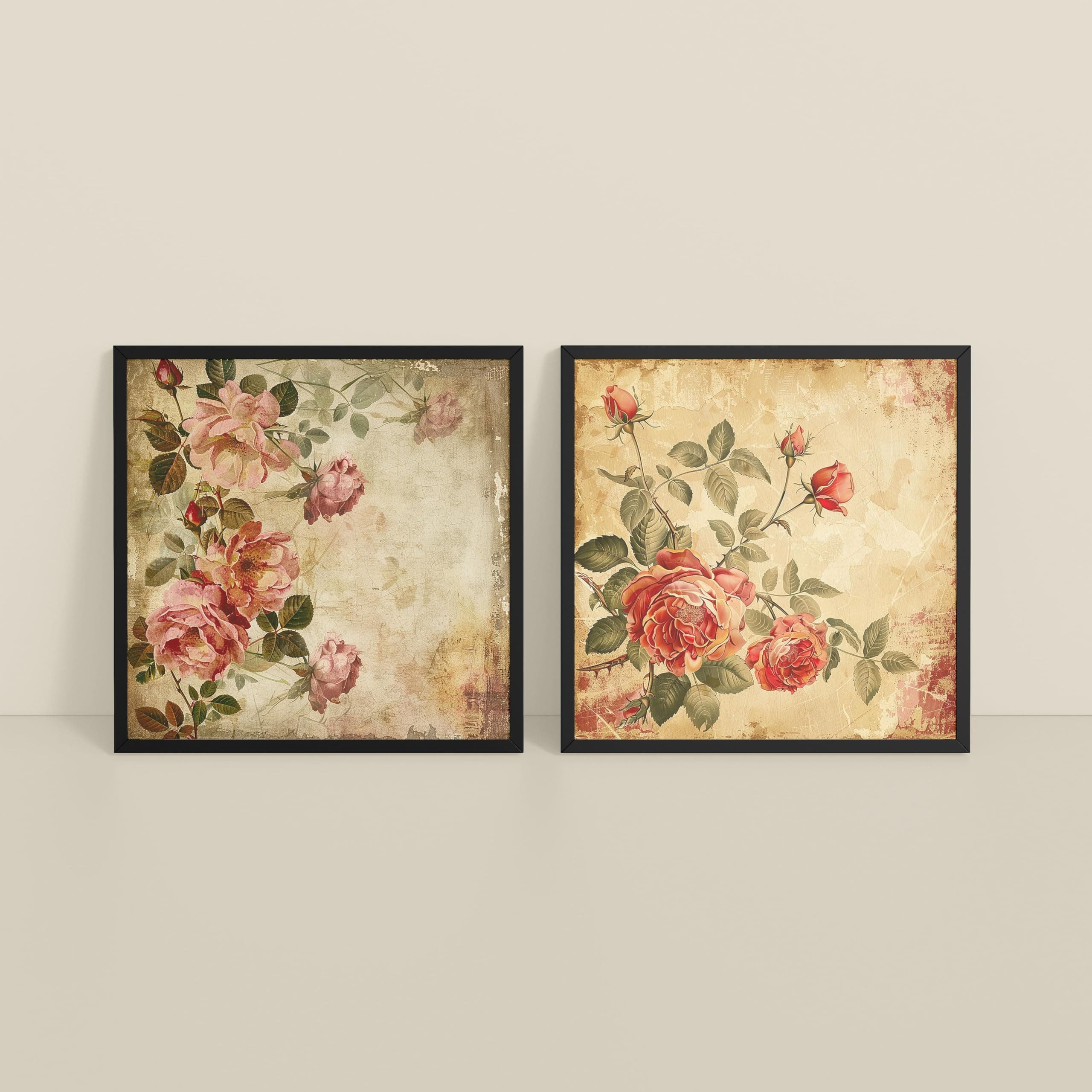 SCPmarts Botanical Wall Art Painting | Wall Frames For Home Décor Office Living Room | Poster With Frame Wall Decoration Painting | Premium Art Framed Wall Painting For Home Décor | Set of 2 10 Inch x 10 Inch Theme 3
