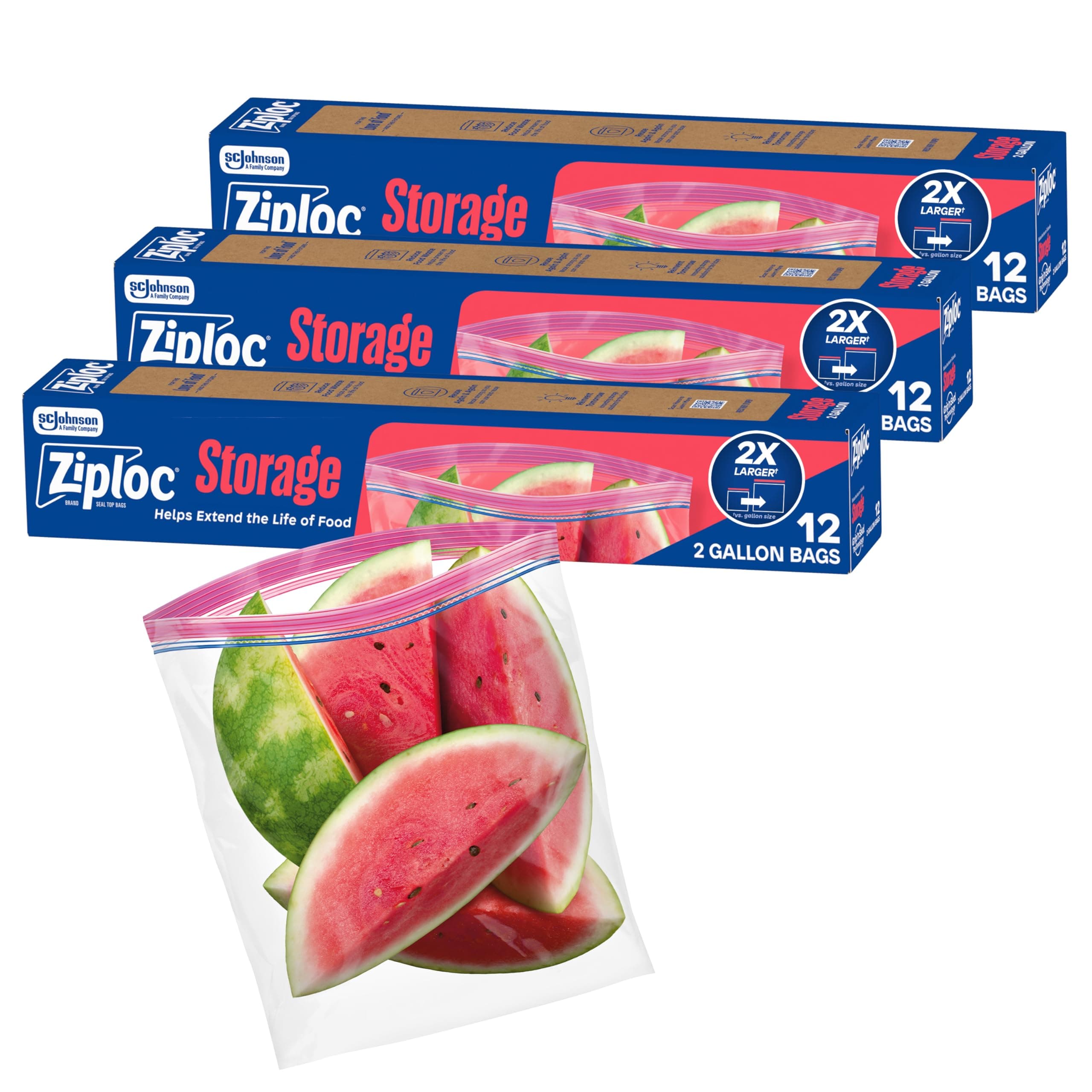 Ziploc Plastic Storage Bags, Zipper Closure 36 Count, 7.44 Inches, 35.3 Cm, Multicolor
