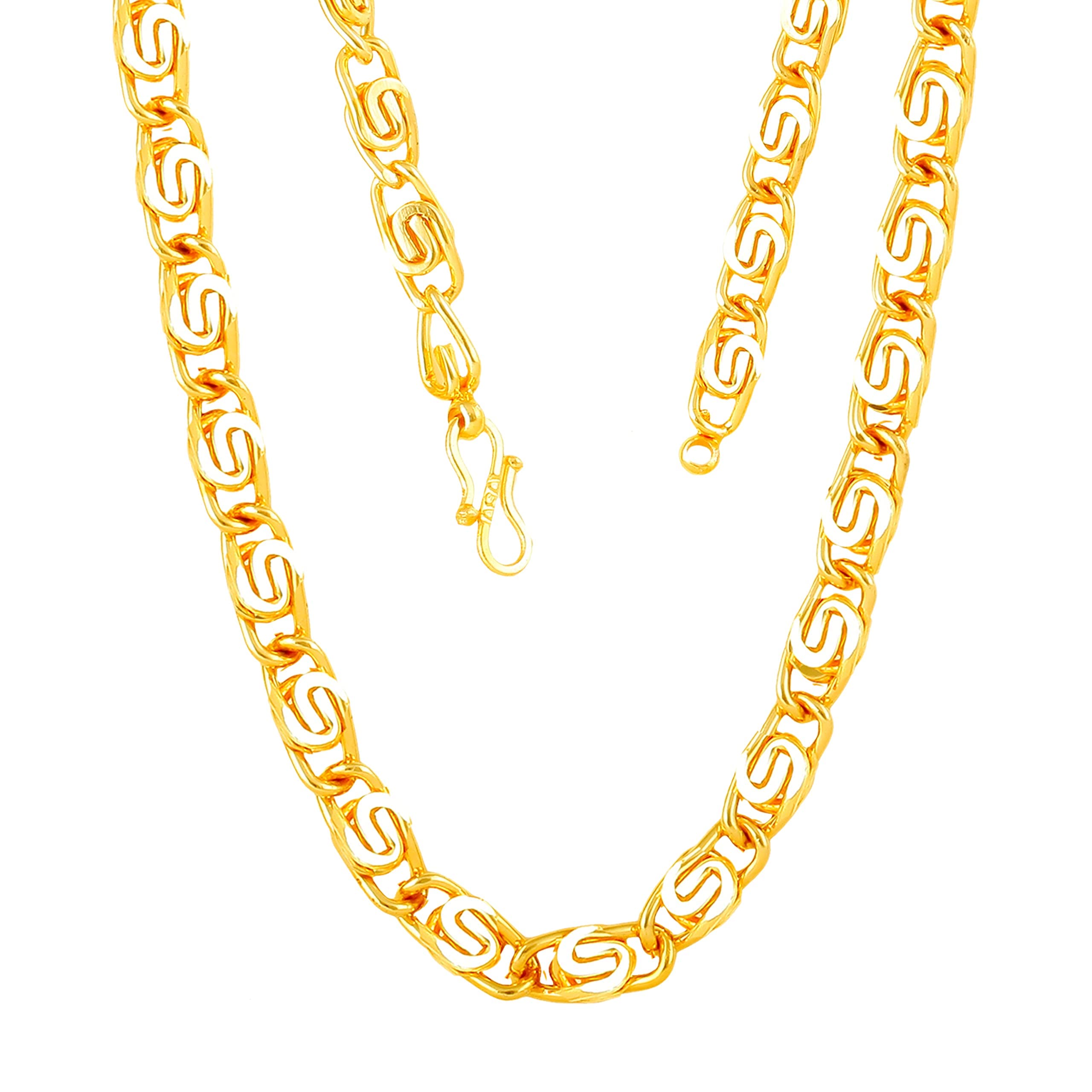MEENAZ Fashion Jewellery Pure Stainless Steel Metal daily Long Platinum 1 gram Golden Necklace hip hop Silver Neck Chains Gold rope Chain for Men stylish Women girls Boys unisex Boyfriend Gents-MEA01