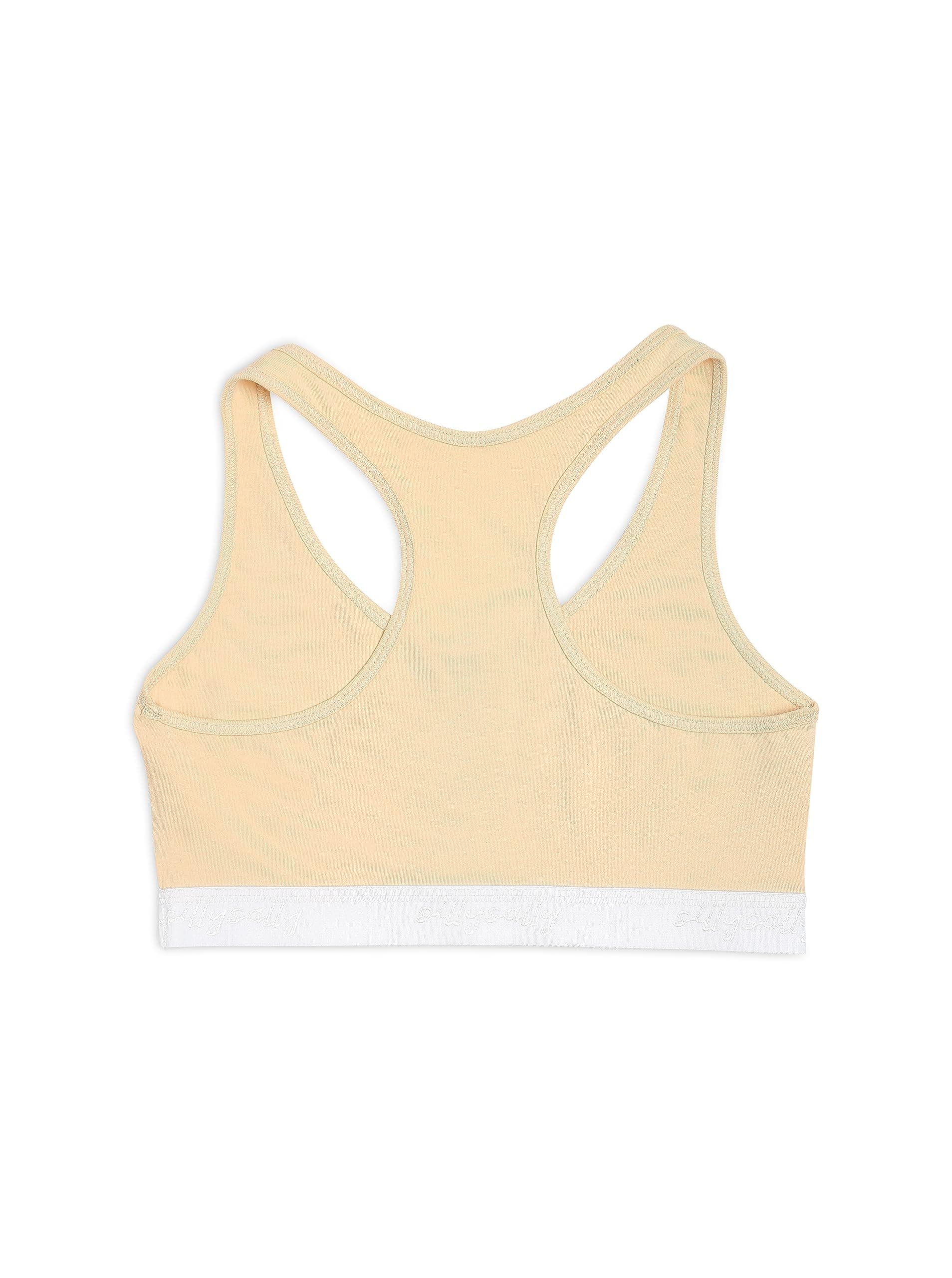 Sillysally Girl's Cotton Lycra Non-Padded Wire Free Regular Sports Bra | Beginner Bra - Pack of 2