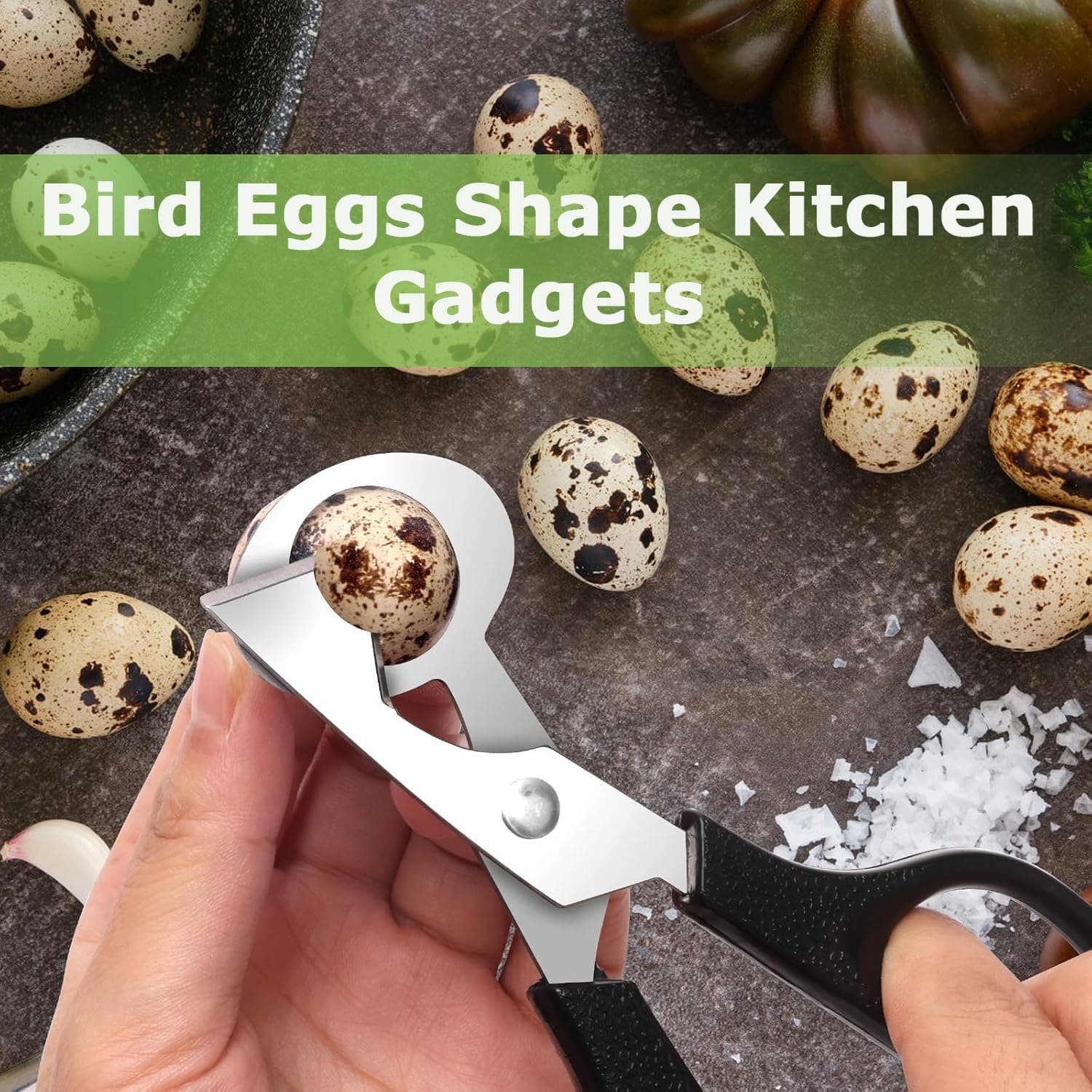 AKOAK 1 Count Quail Egg Scissors, Stainless Steel Pigeon Egg Scissors, Home Kitchen Egg Opener, Ideal Restaurant Bird Egg Shucking Tool (Green)