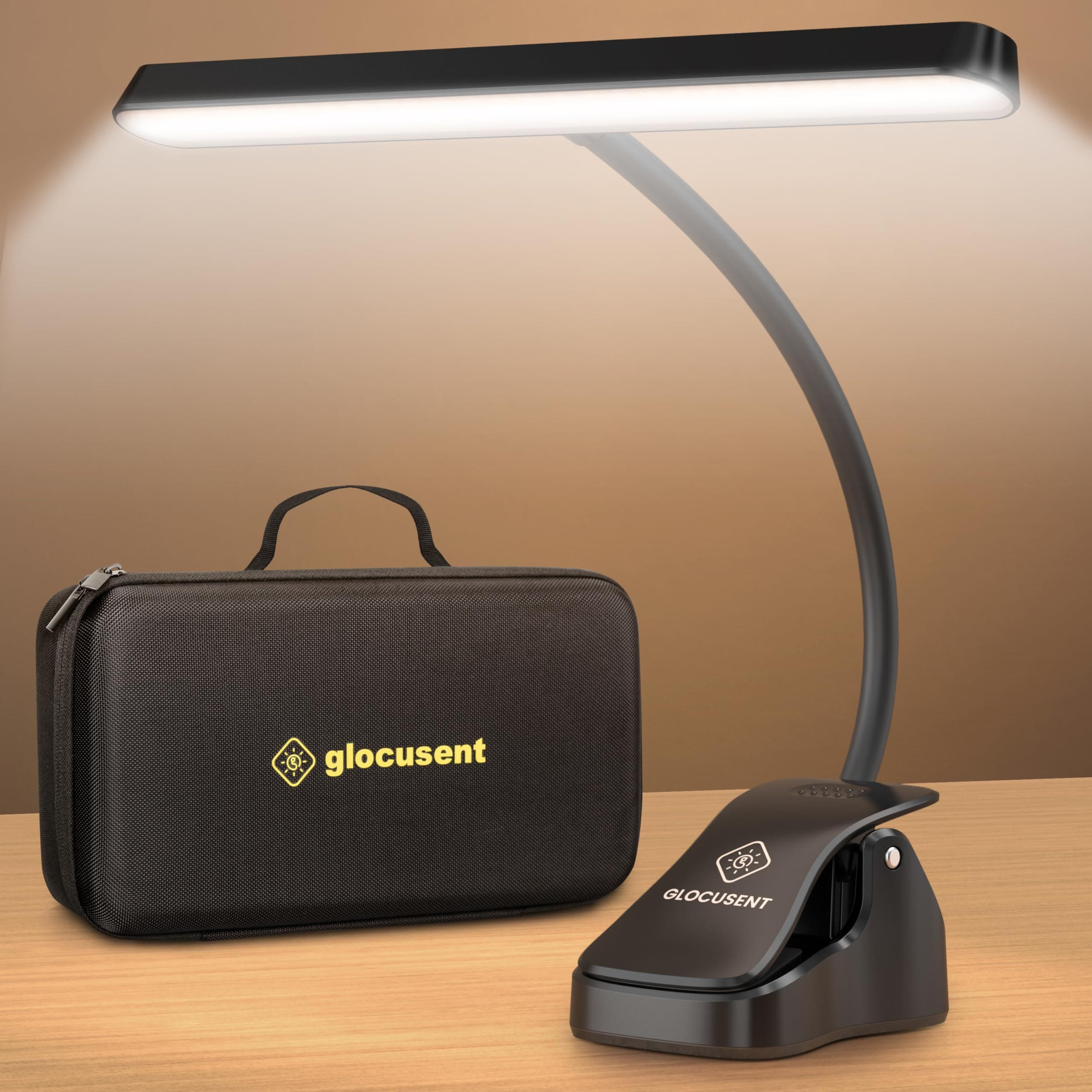 Glocusent Rechargeable Music Stand Light, 4000mAh Piano Light with EVA Case