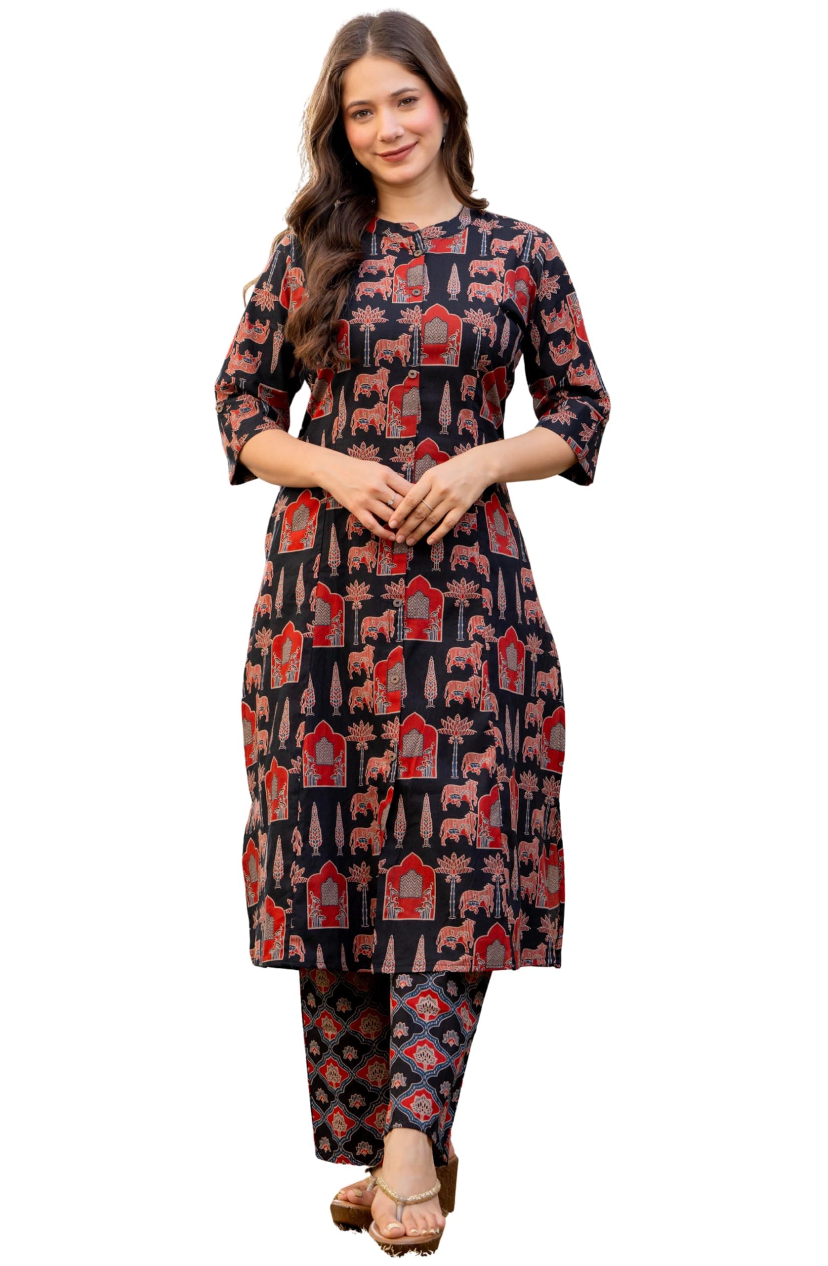 rytras Women Printed A-Line Kurta Set with Palazzo Pants